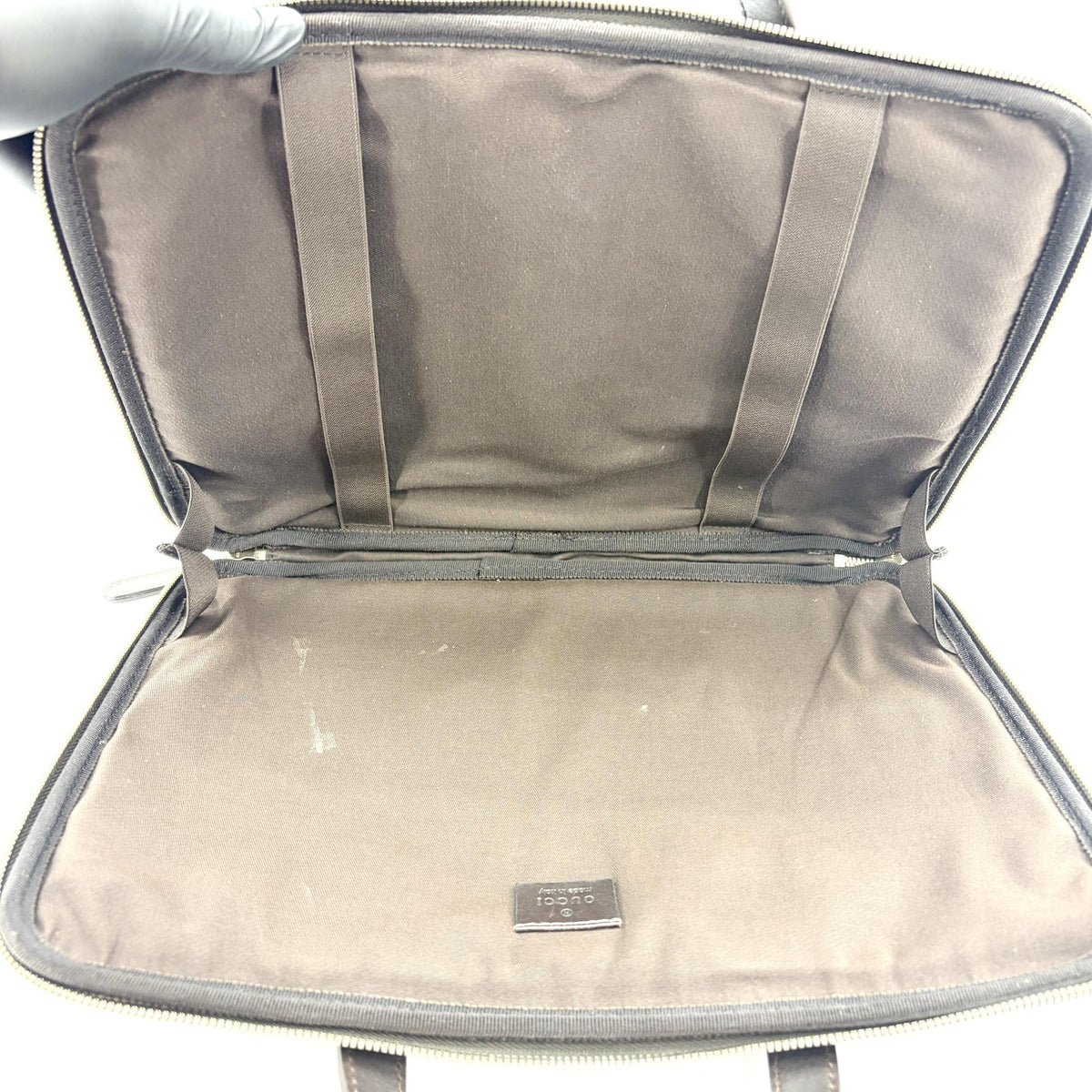 Gucci Laptop Gg Coated Canvas Brown Canvas Briefcase Bag (Pre-Owned)