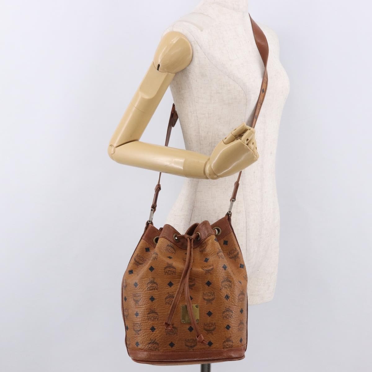 MCM Drawstring Leather Brown Leather Shoulder Bag Bag (Pre-Owned)