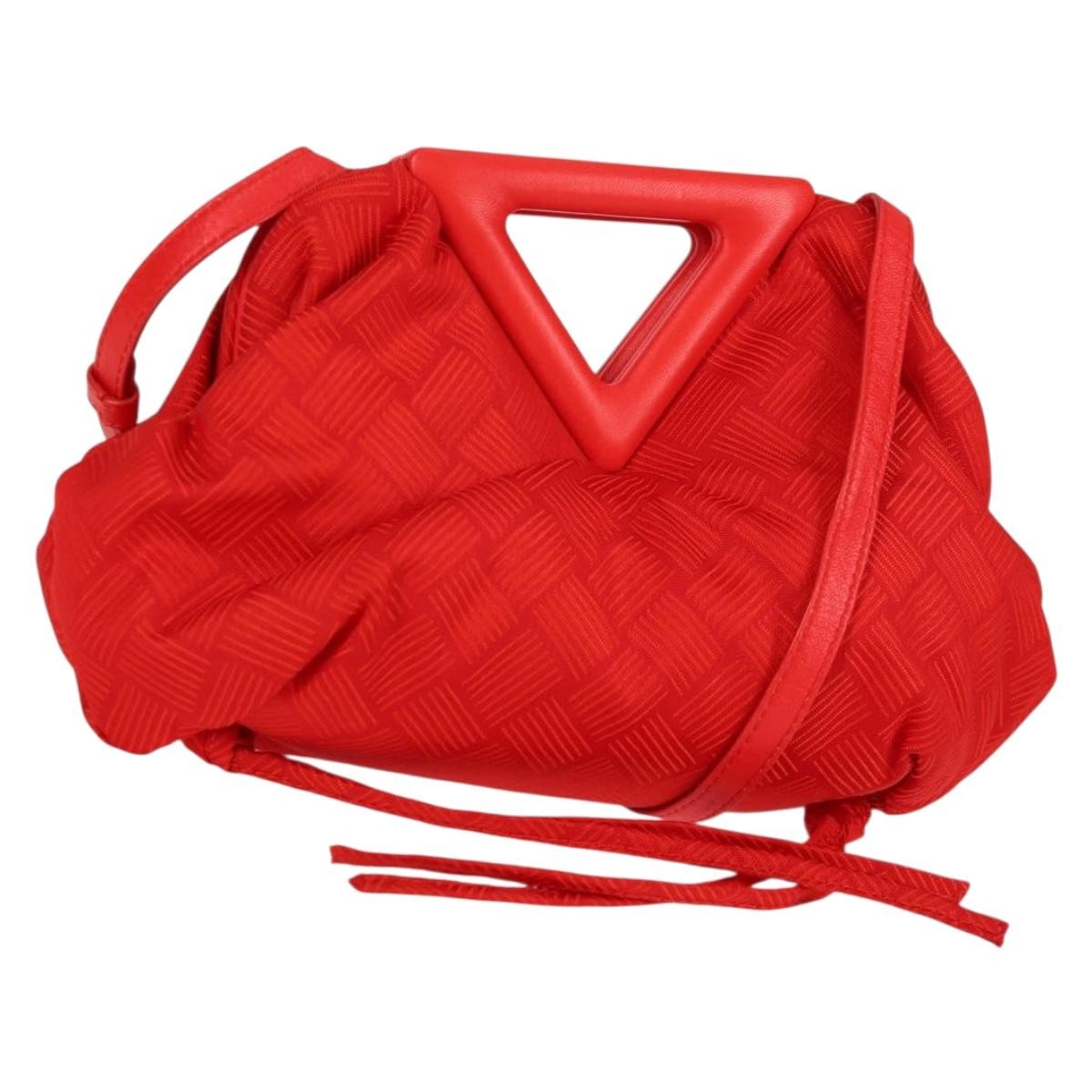 Bottega Veneta Point Chunky Knit Fabric Red Nylon Shoulder Bag Bag (Pre-Owned)