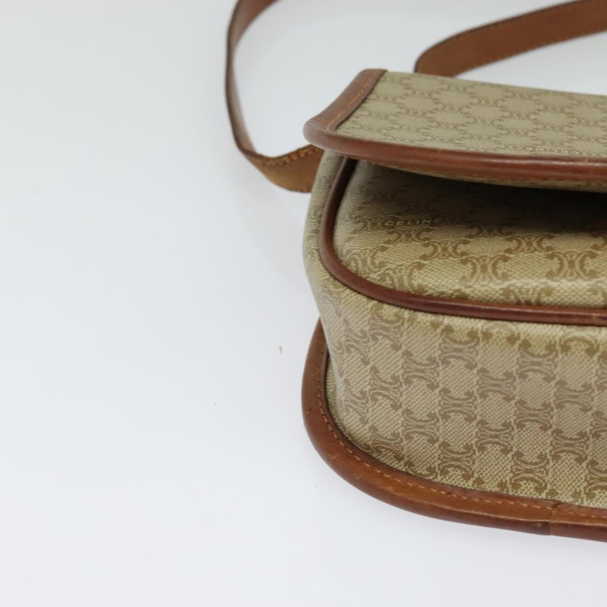 Celine Vintage Macadam Canvas And Leather Beige Canvas Shoulder Bag Bag (Pre-Owned)