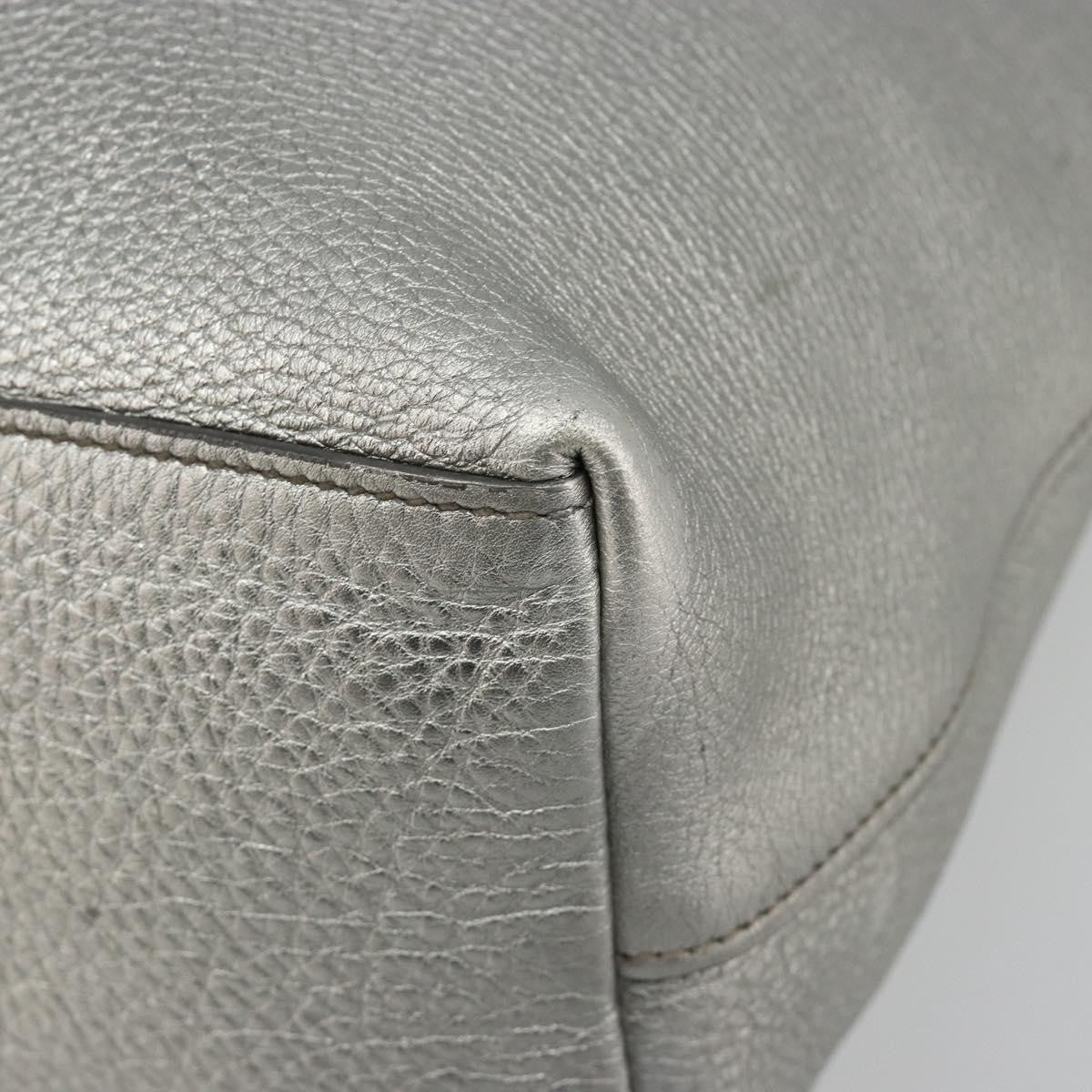 Prada Vintage Tote Leather Silver Leather Tote Bag Bag (Pre-Owned)