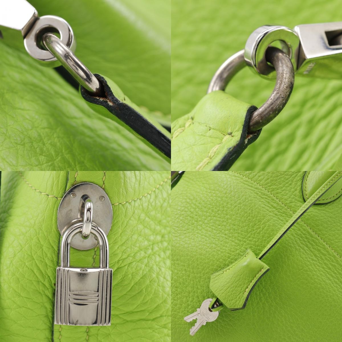 Hermes Bolide Clemence Green Leather Handbag (Pre-Owned)