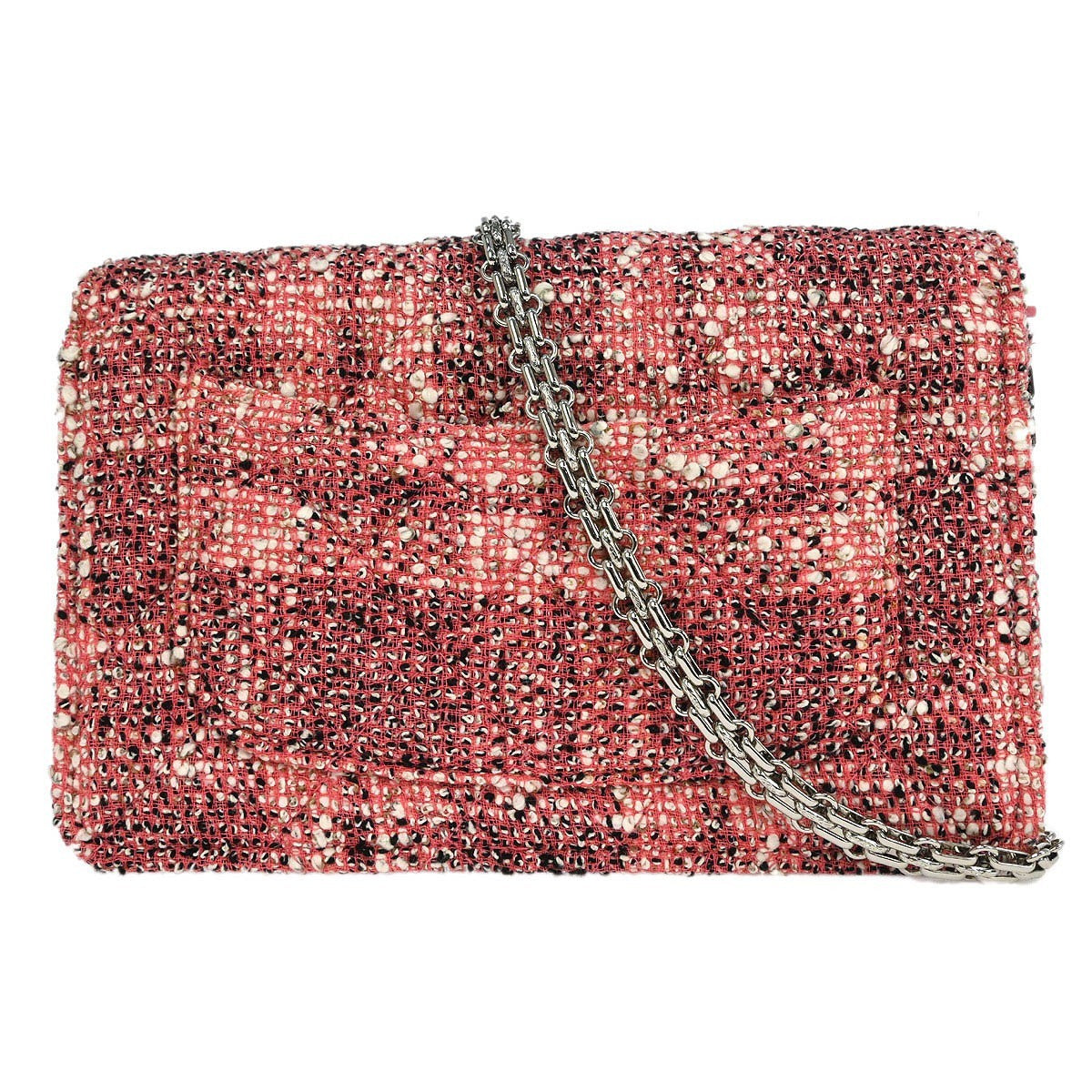 Chanel Reissue 2.55 Flap Quilted Tweed With Resin Detail Pink Tweed Clutche & Pouche Bag (Pre-Owned)