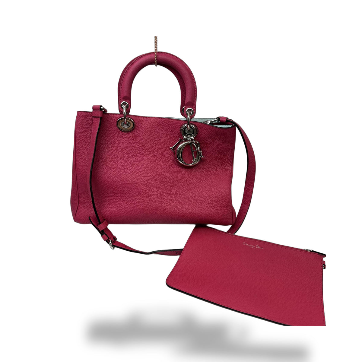 Christian Dior Diorissimo Leather With Sequins Pink Leather Tote Bag Bag (Pre-Owned)