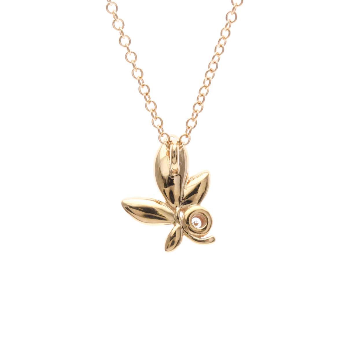 Tiffany & Co. Paloma Picasso Olive Leaf Pendant 18K Rose Gold With Diamond Gold Pink_Gold Necklace Jewelry (Pre-Owned)
