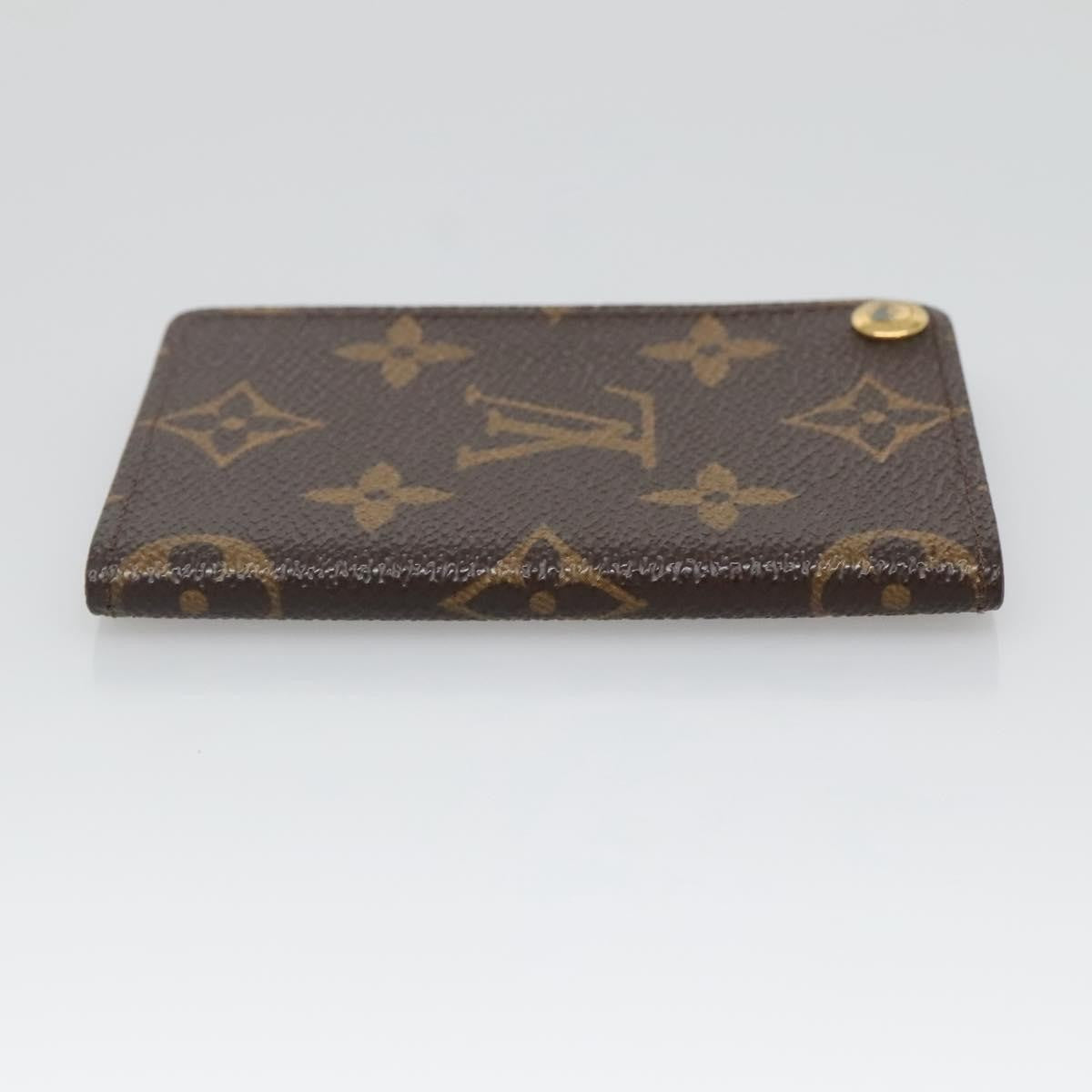 Louis Vuitton Porte Cartes Pression Card Case Monogram Canvas Brown Canvas Card Holders Accessory (Pre-Owned)