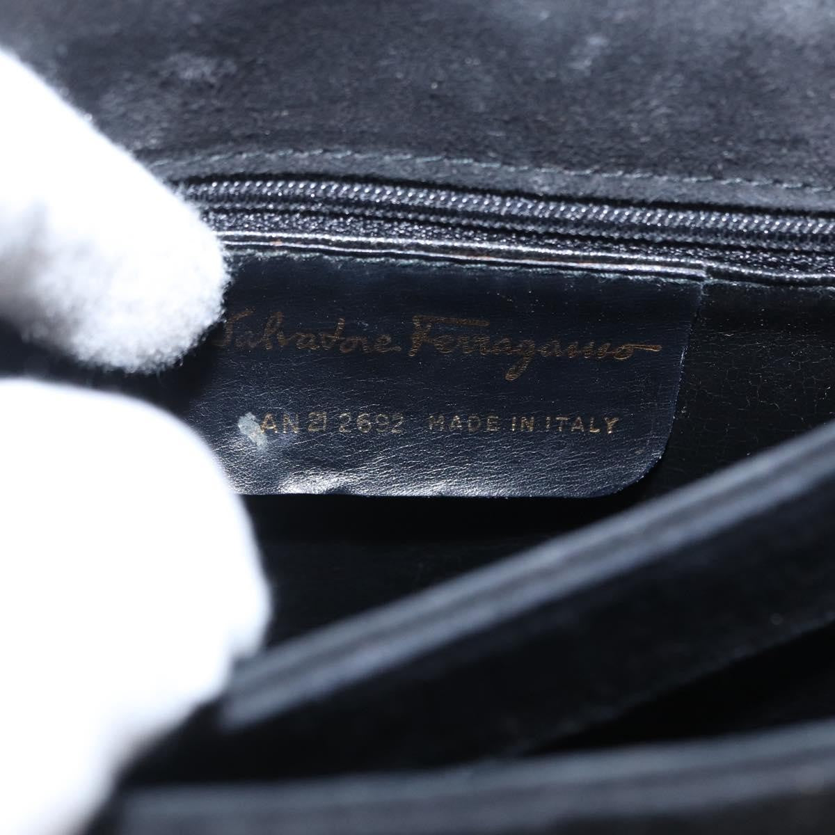 Salvatore Ferragamo Gancini Suede Black Suede Shoulder Bag Bag (Pre-Owned)