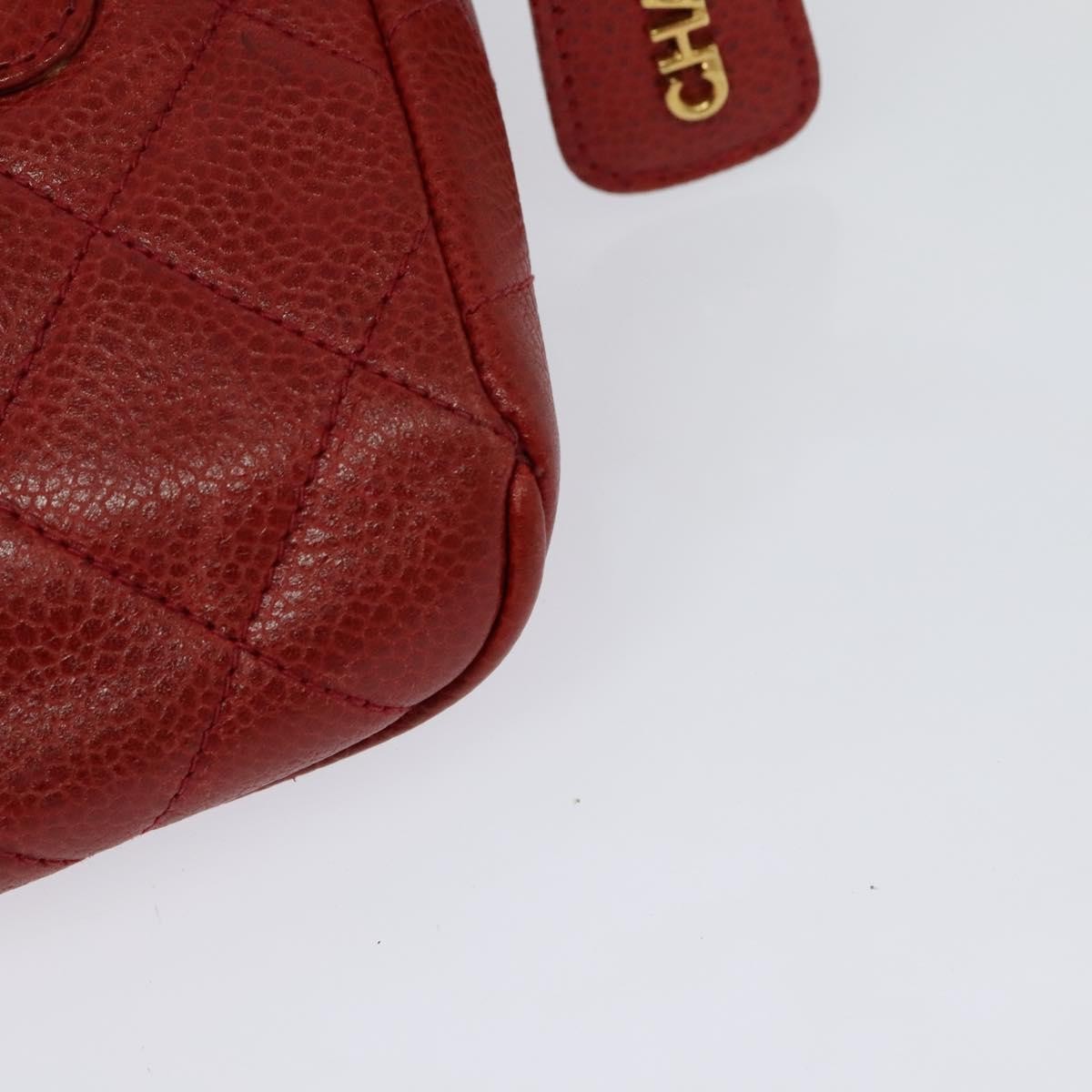 Chanel Vintage Zip Belt Quilted Caviar Red Leather Shoulder Bag Bag (Pre-Owned)
