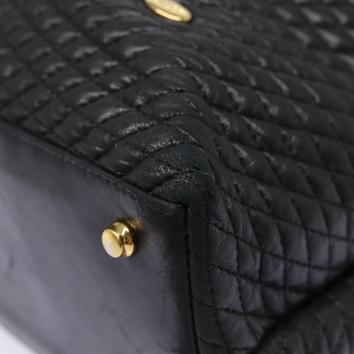 Bally Vintage Quilted Leather Black Leather Tote Bag Bag (Pre-Owned)