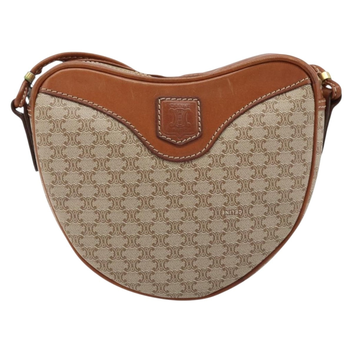 Celine Vintage Macadam Canvas And Leather Beige Canvas Shoulder Bag Bag (Pre-Owned)