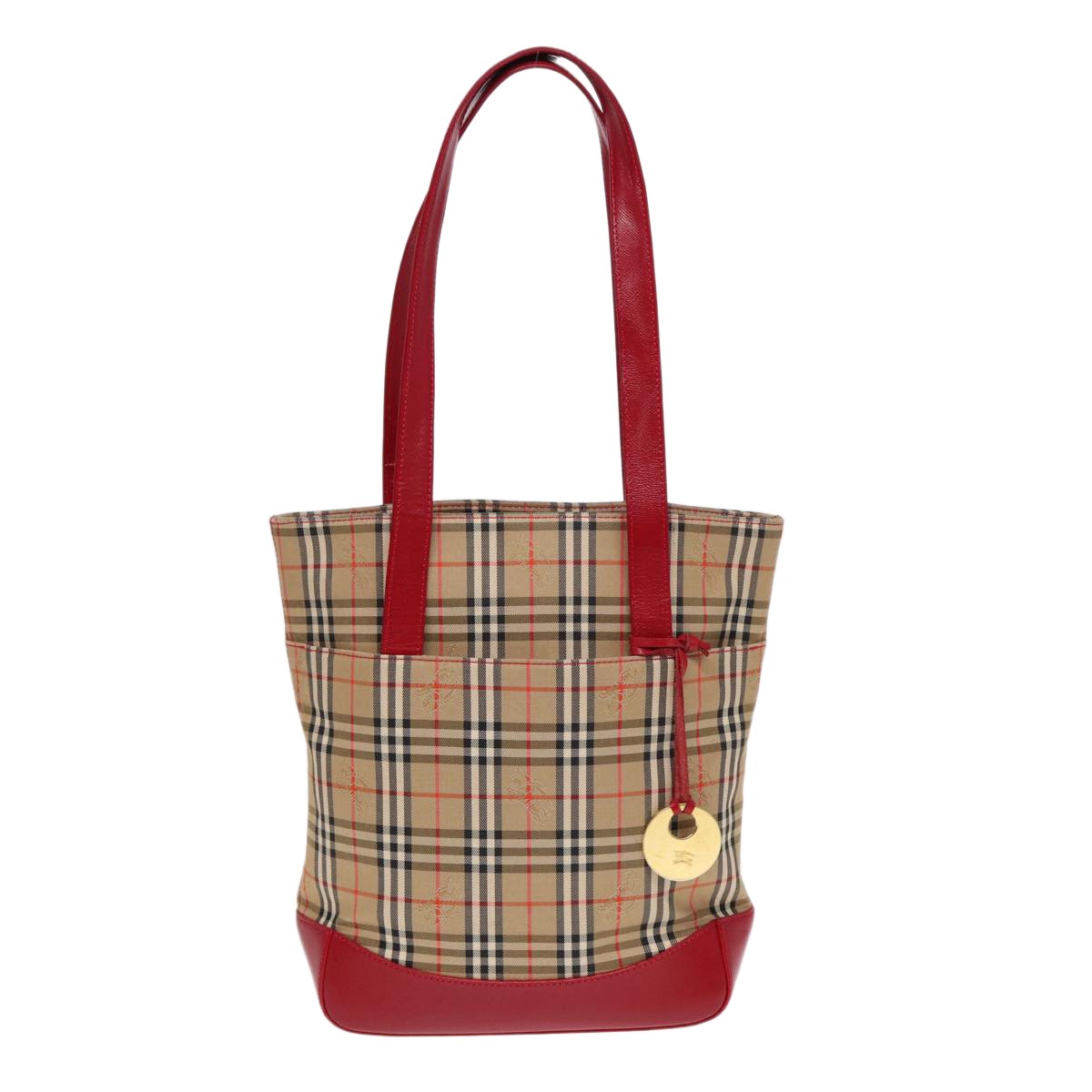 Burberry Nova Check Tote Canvas And Leather Beige Canvas Tote Bag Bag (Pre-Owned)