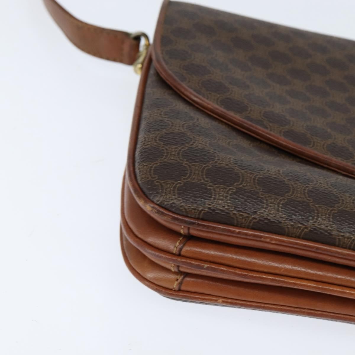Celine Macadam Shoulder Pvc Leather Brown Pvc Shoulder Bag Bag (Pre-Owned)