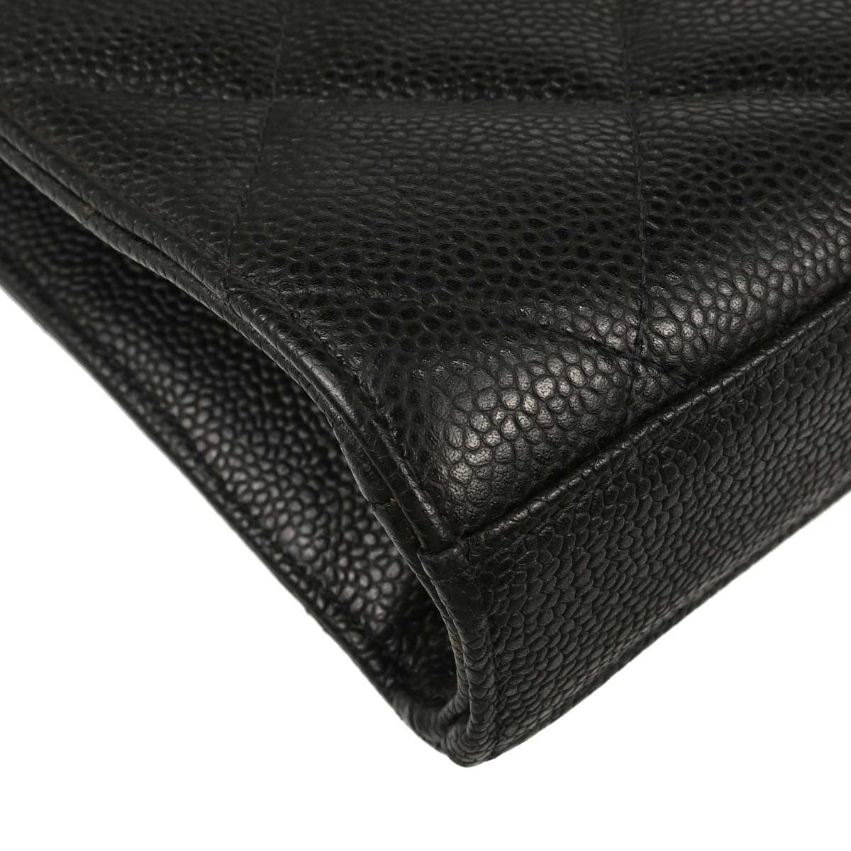 Chanel Vintage Two-Tone Kelly Top Handle Quilted Caviar Black Leather Handbag (Pre-Owned)