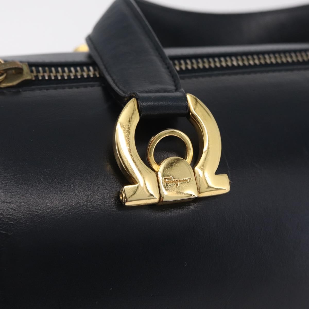 Salvatore Ferragamo Gancini Leather Navy Leather Handbag (Pre-Owned)