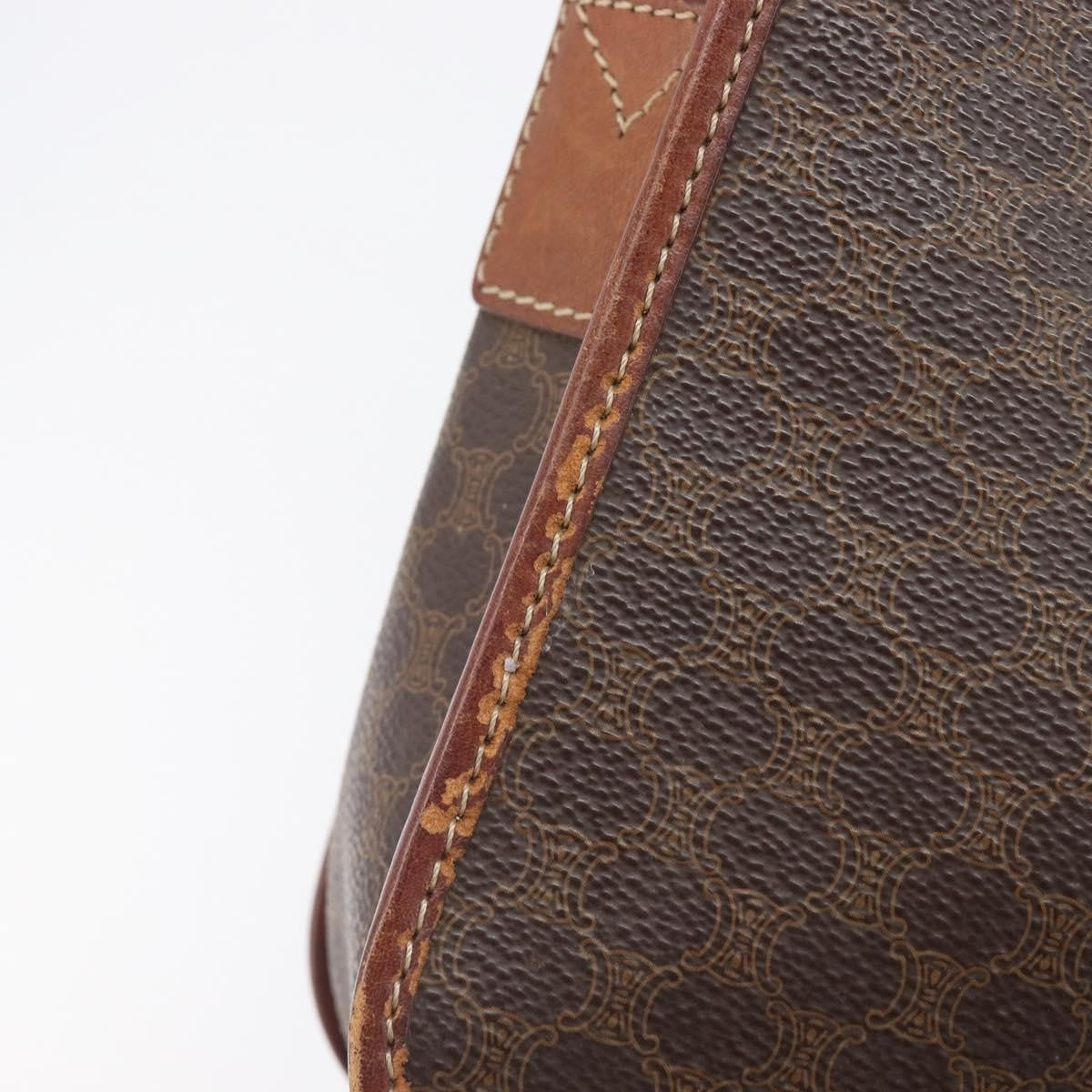 Celine Vintage Macadam Canvas And Leather Brown Canvas Shoulder Bag Bag (Pre-Owned)