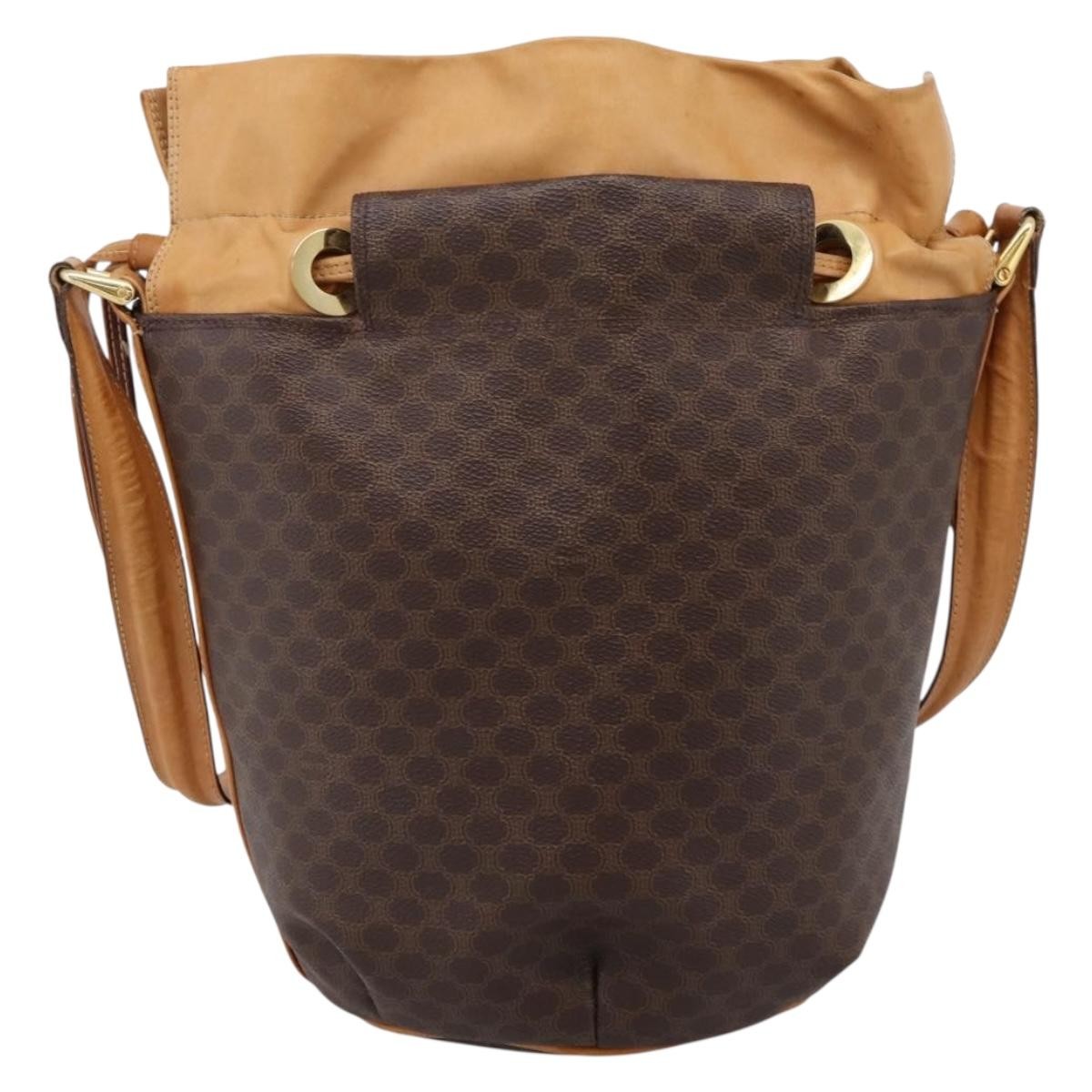 Celine Vintage Macadam Canvas And Leather Brown Canvas Shoulder Bag Bag (Pre-Owned)
