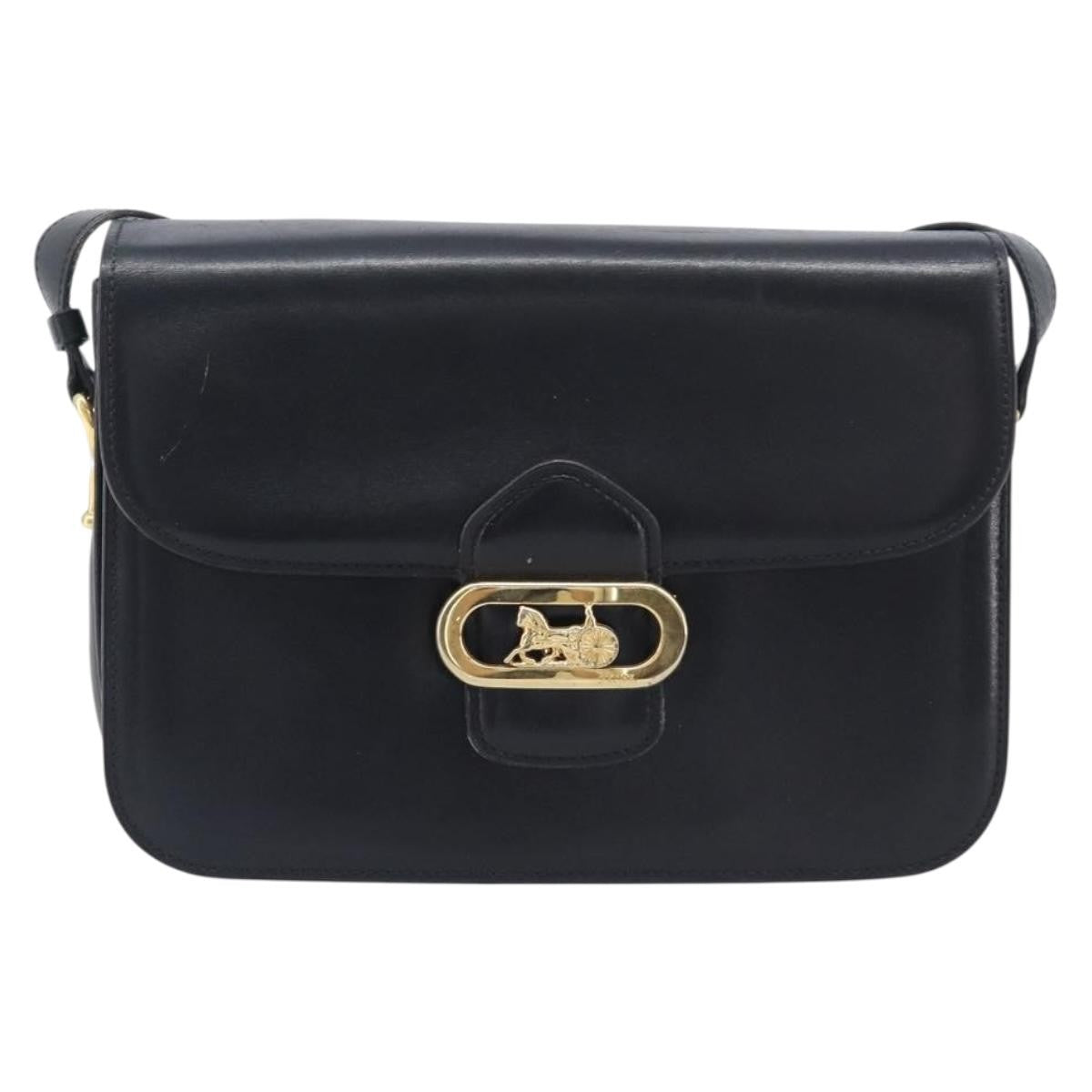 Celine Horse Carriage Leather Black Leather Shoulder Bag Bag (Pre-Owned)