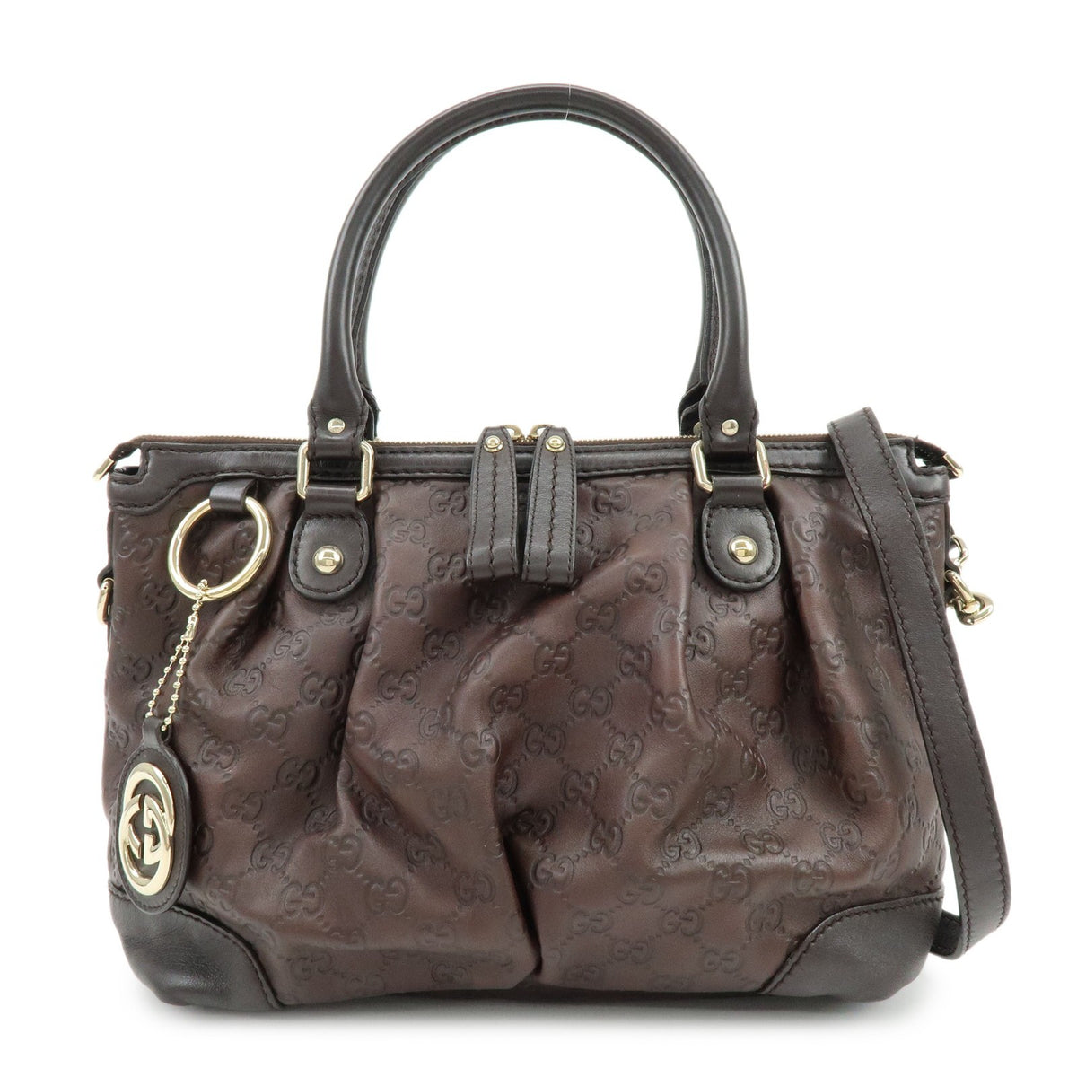 Gucci Sukey Top Handle Satchel Guccissima Leather Brown Leather Handbag (Pre-Owned)