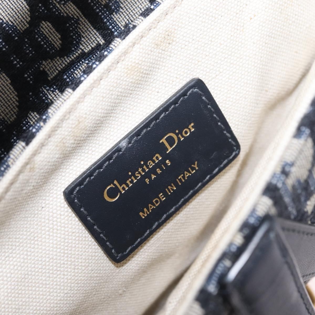 Christian Dior Saddle Oblique Canvas Navy Canvas Handbag (Pre-Owned)