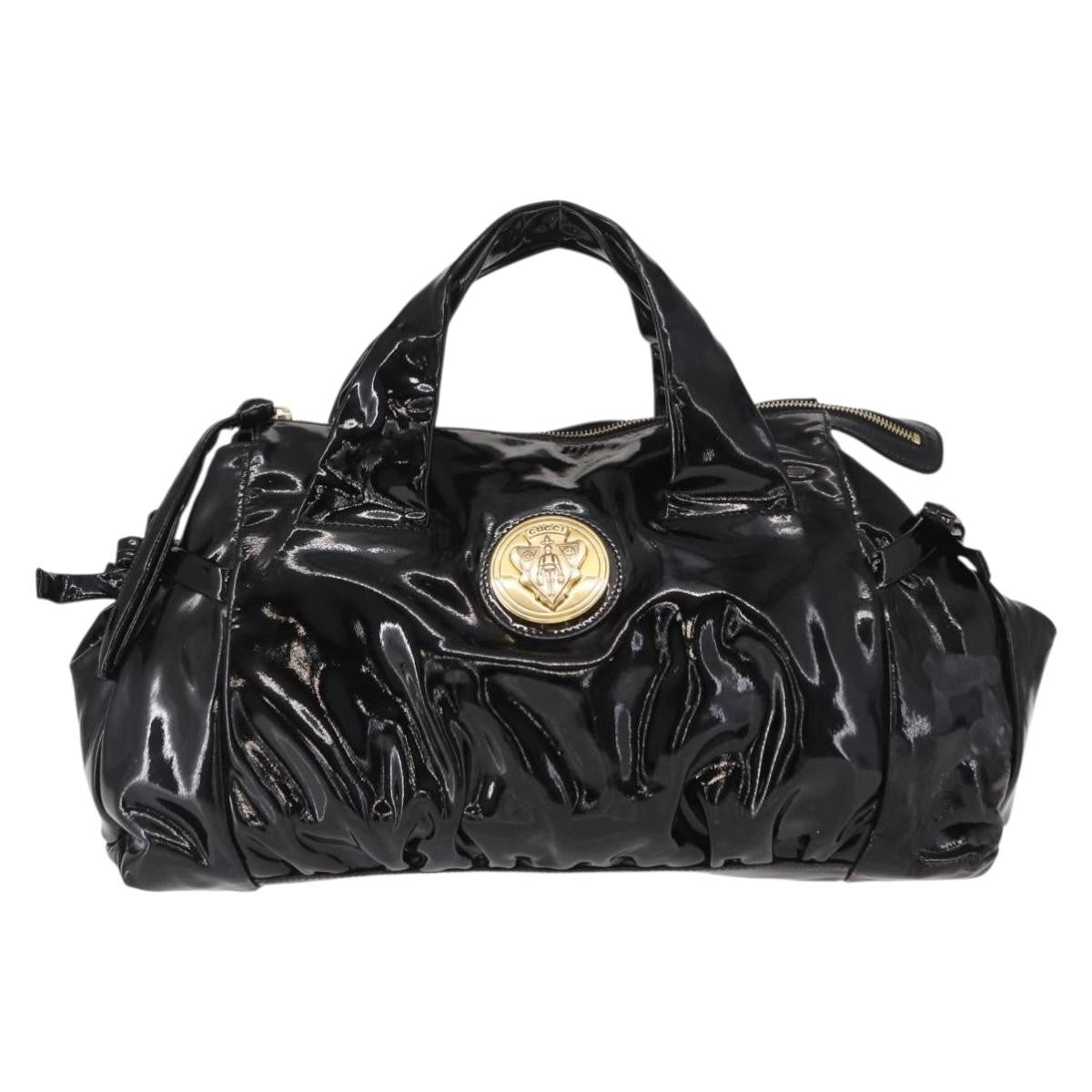 Gucci Hysteria Convertible Top Handle Patent Black Patent_Leather Handbag (Pre-Owned)