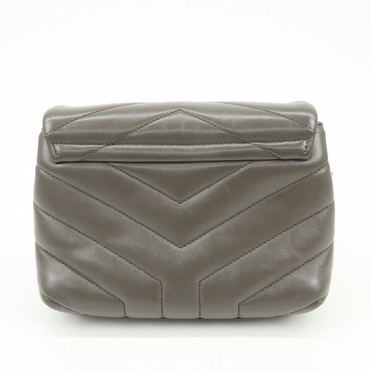 Saint Laurent Loulou Matelasse Chevron Leather Gray Leather Shoulder Bag Bag (Pre-Owned)