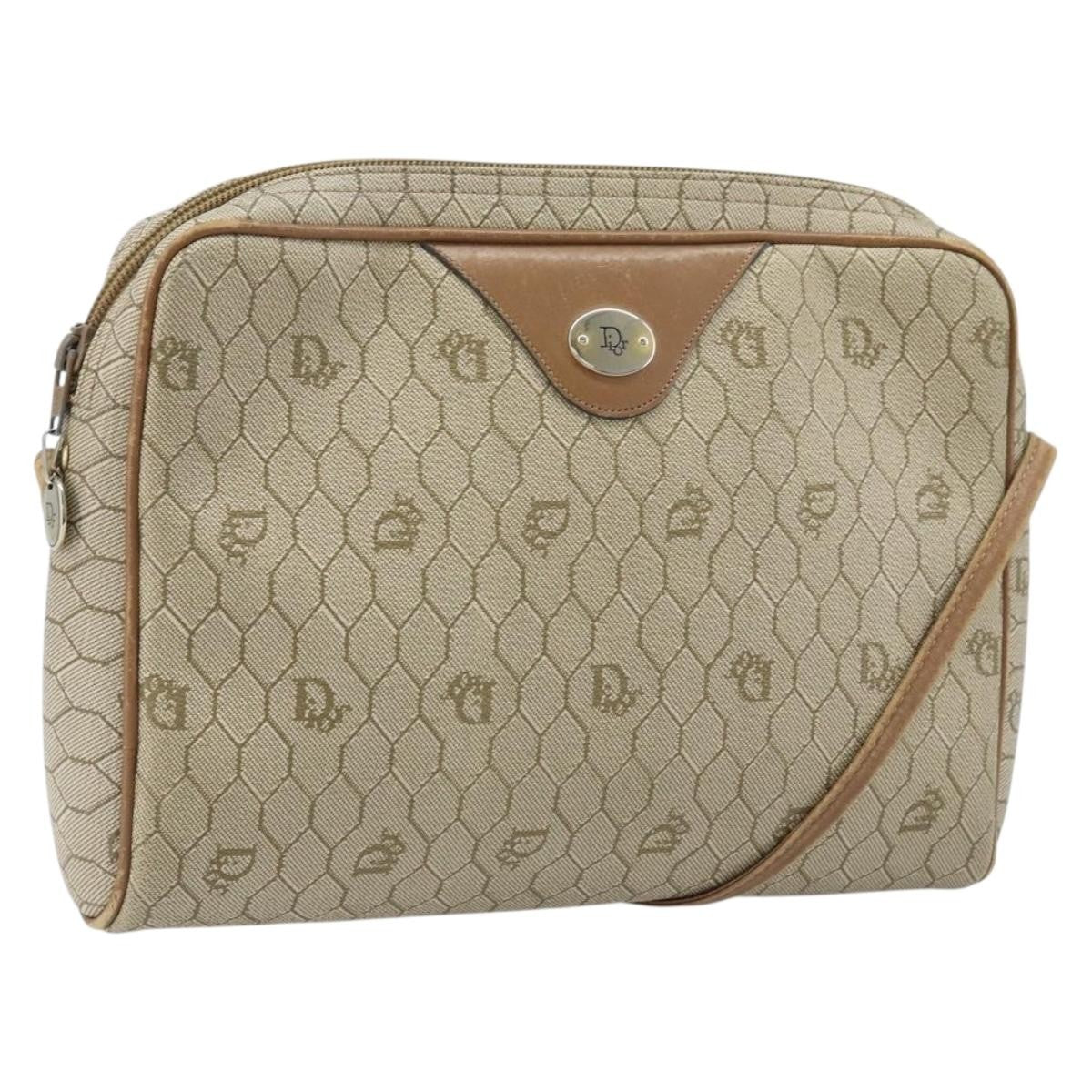 Christian Dior Vintage Honeycomb Canvas And Leather Beige Canvas Shoulder Bag Bag (Pre-Owned)