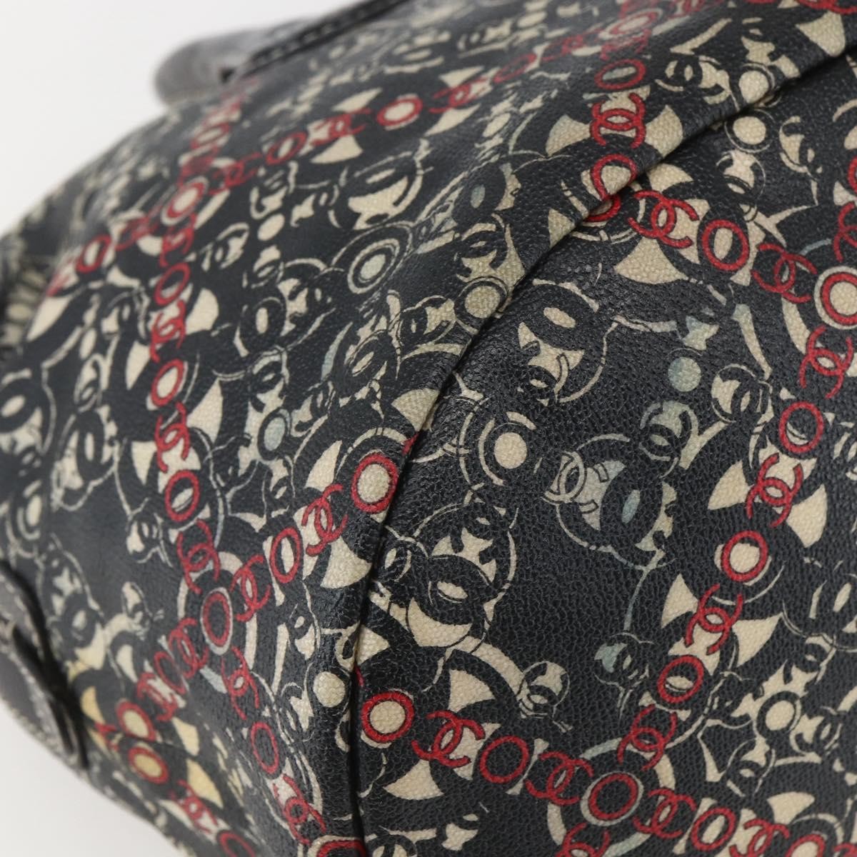 Chanel Optic Coco Bowler Printed Coated Canvas With Caviar Black Pvc Travel Bag Bag (Pre-Owned)