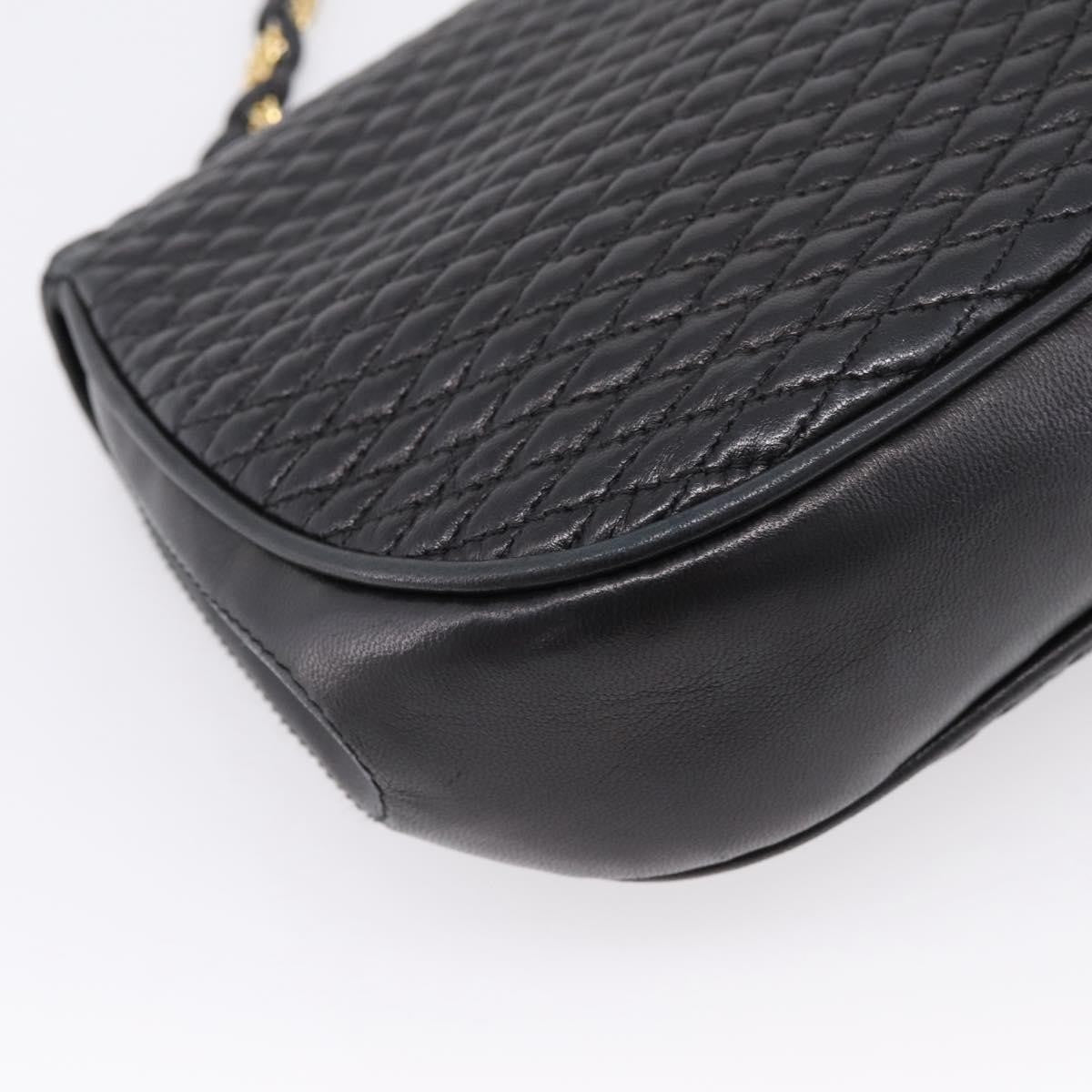 Bally Vintage Chain Quilted Leather Black Leather Shoulder Bag Bag (Pre-Owned)