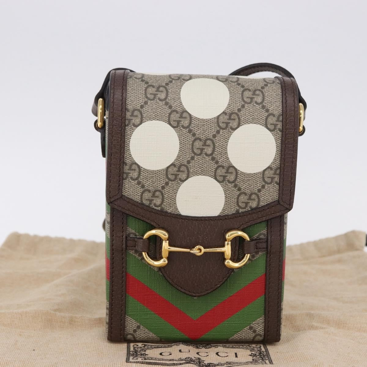 Gucci Horsebit 1955 Printed Gg Coated Canvas Beige Canvas Crossbody Bag Bag (Pre-Owned)