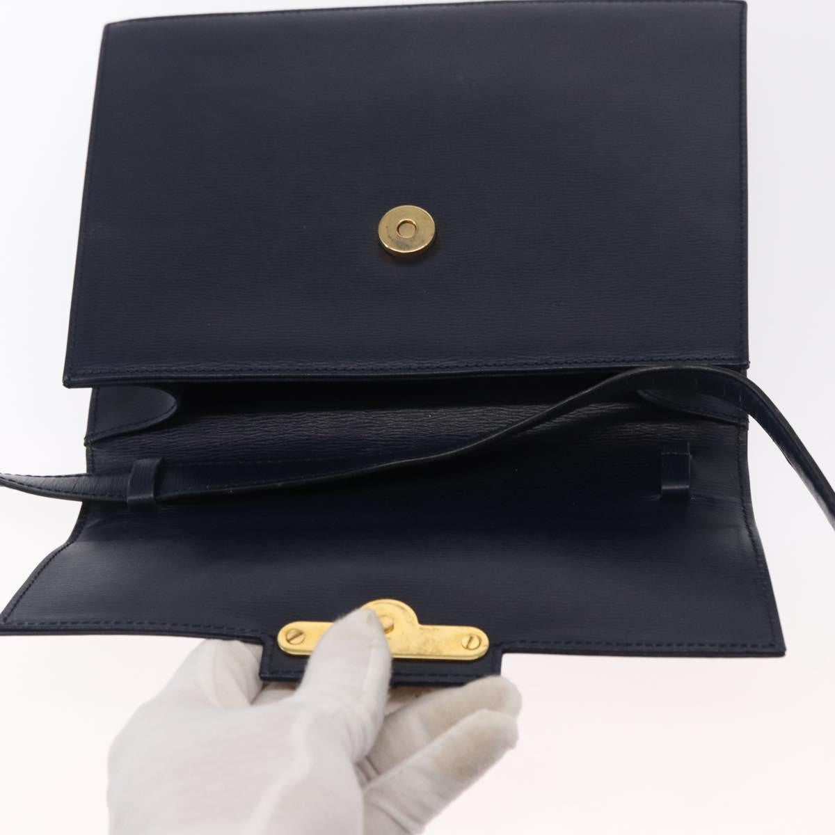 Christian Dior Vintage Cd Flap Leather Navy Leather Shoulder Bag Bag (Pre-Owned)