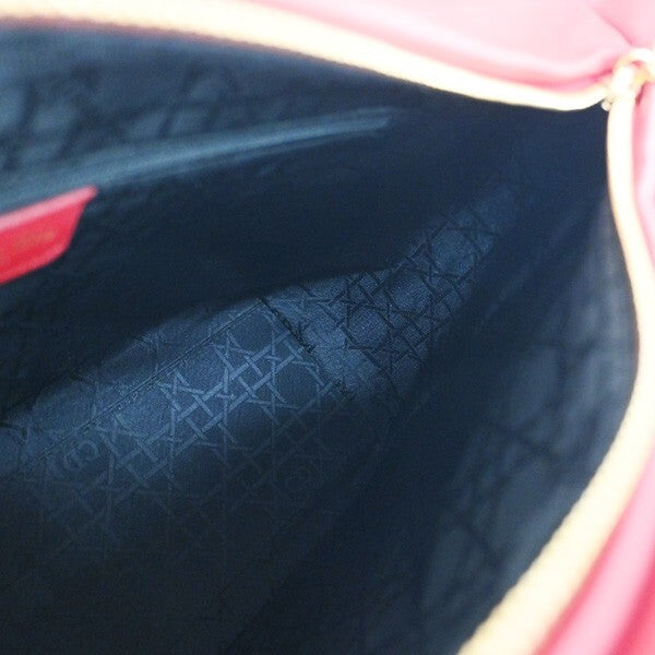 Christian Dior Vintage Lady Dior Cannage Quilt Lambskin Red Leather Bag (Pre-Owned)