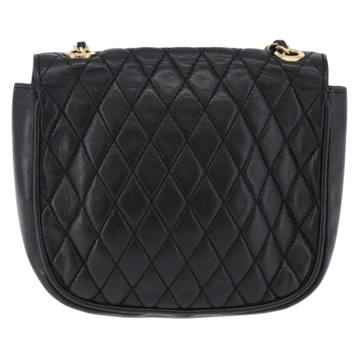 Bally Vintage Chain Quilted Leather Black Leather Shoulder Bag Bag (Pre-Owned)