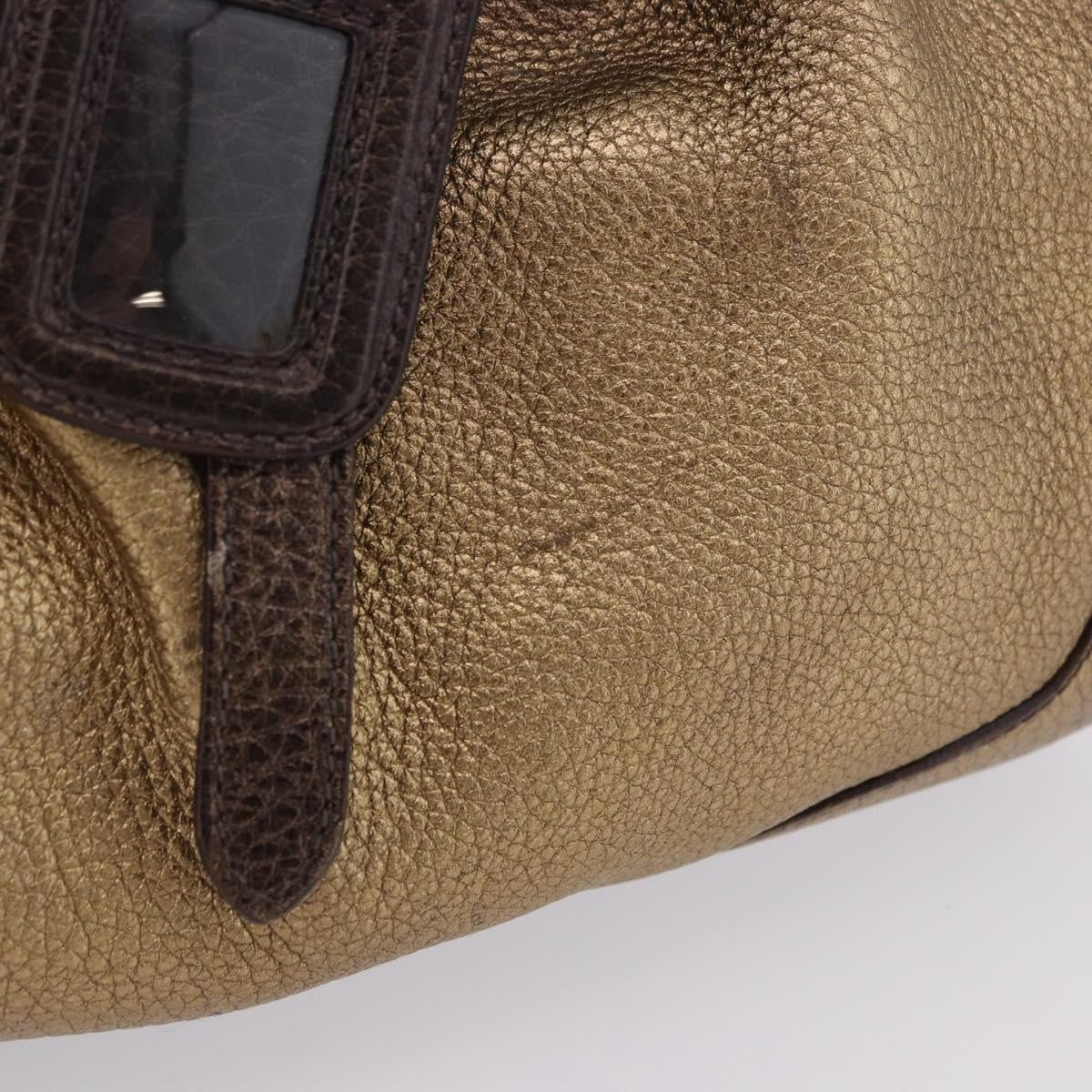 Prada Belted Frame Satchel Metallic Leather Gold Leather Handbag (Pre-Owned)