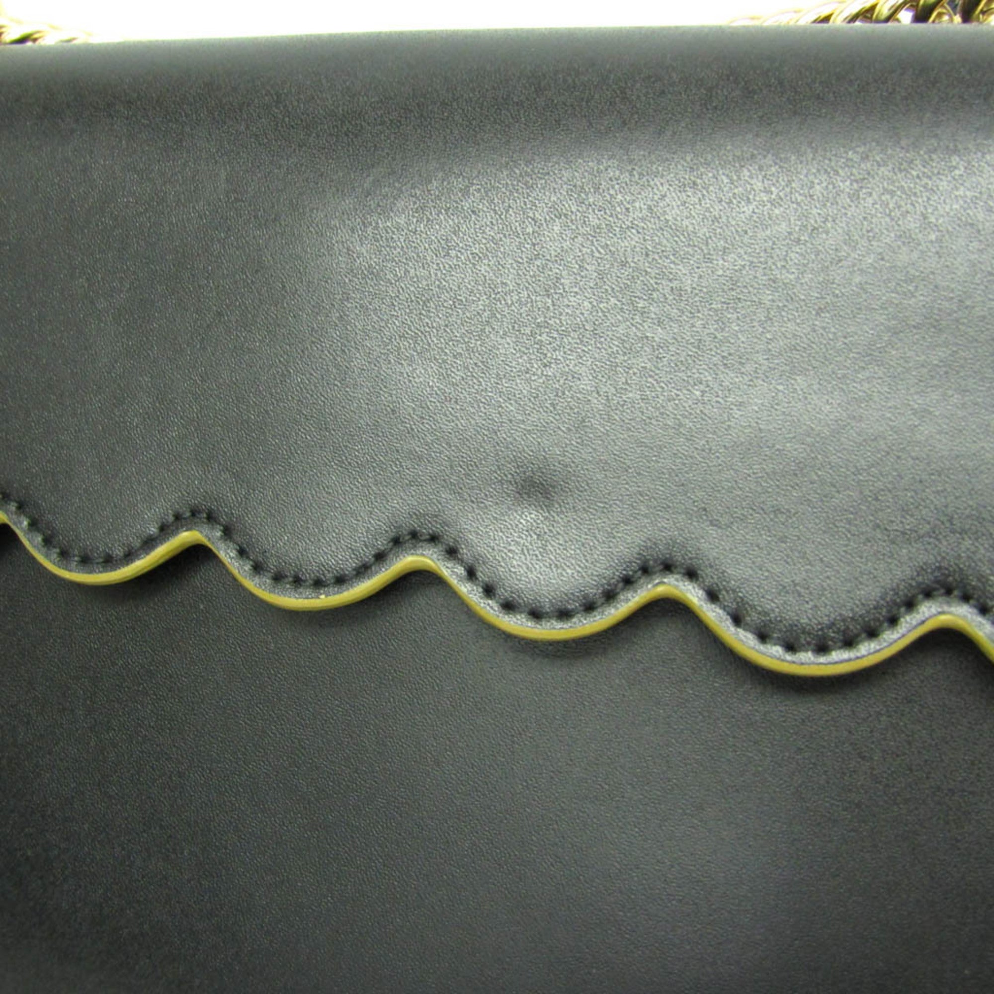 Fendi Kan I Bag Leather Black Leather Handbag (Pre-Owned)