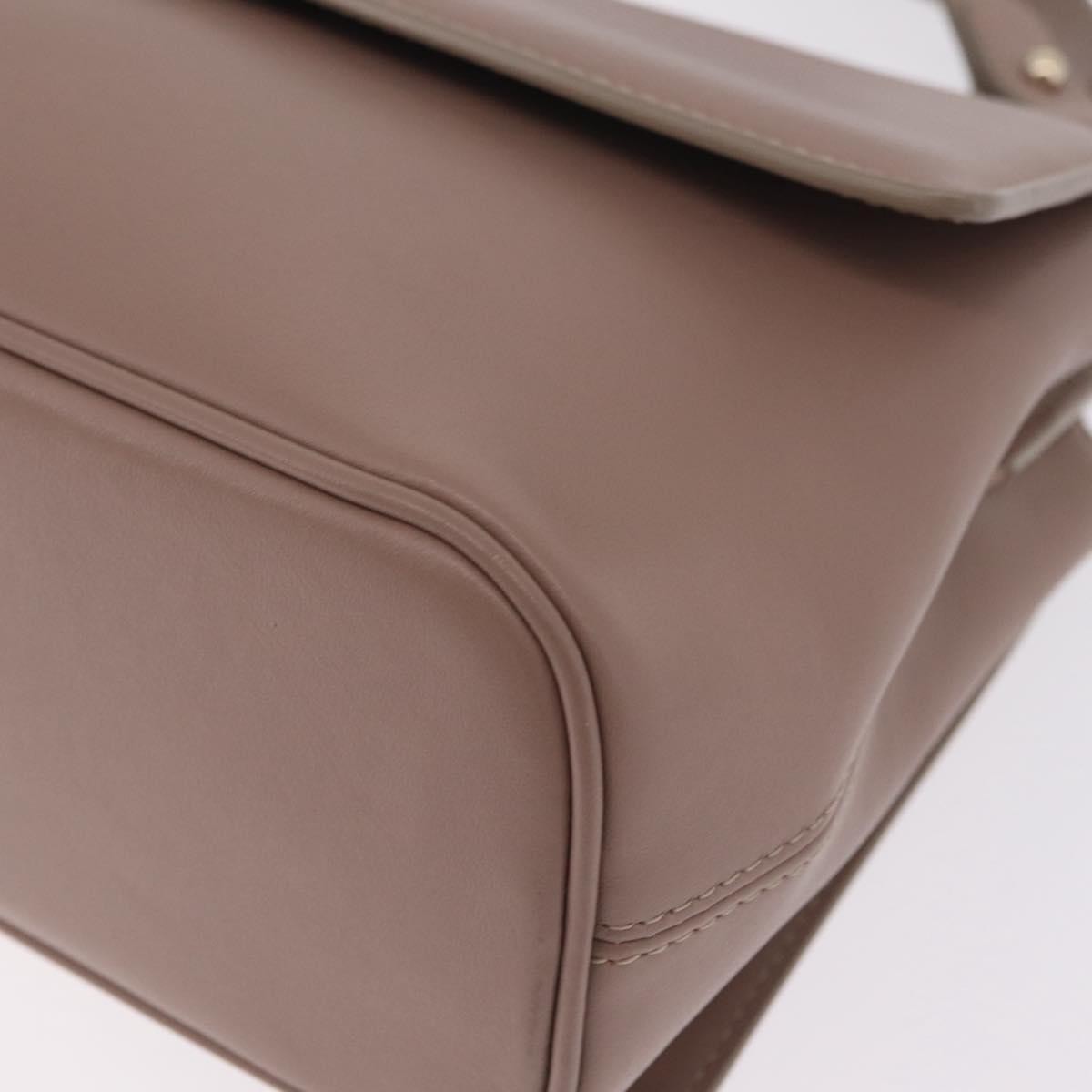 Bvlgari Signature Top Handle Leather Beige Leather Handbag (Pre-Owned)