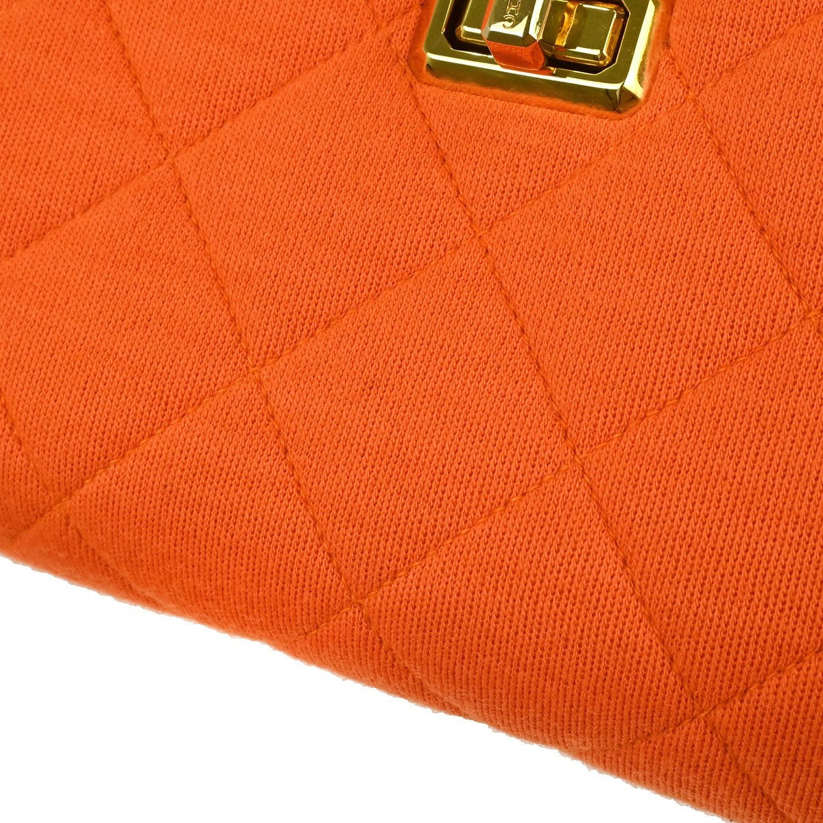Chanel Shopping Quilted Knit Pluto Glitter Orange Cloth Handbag (Pre-Owned)