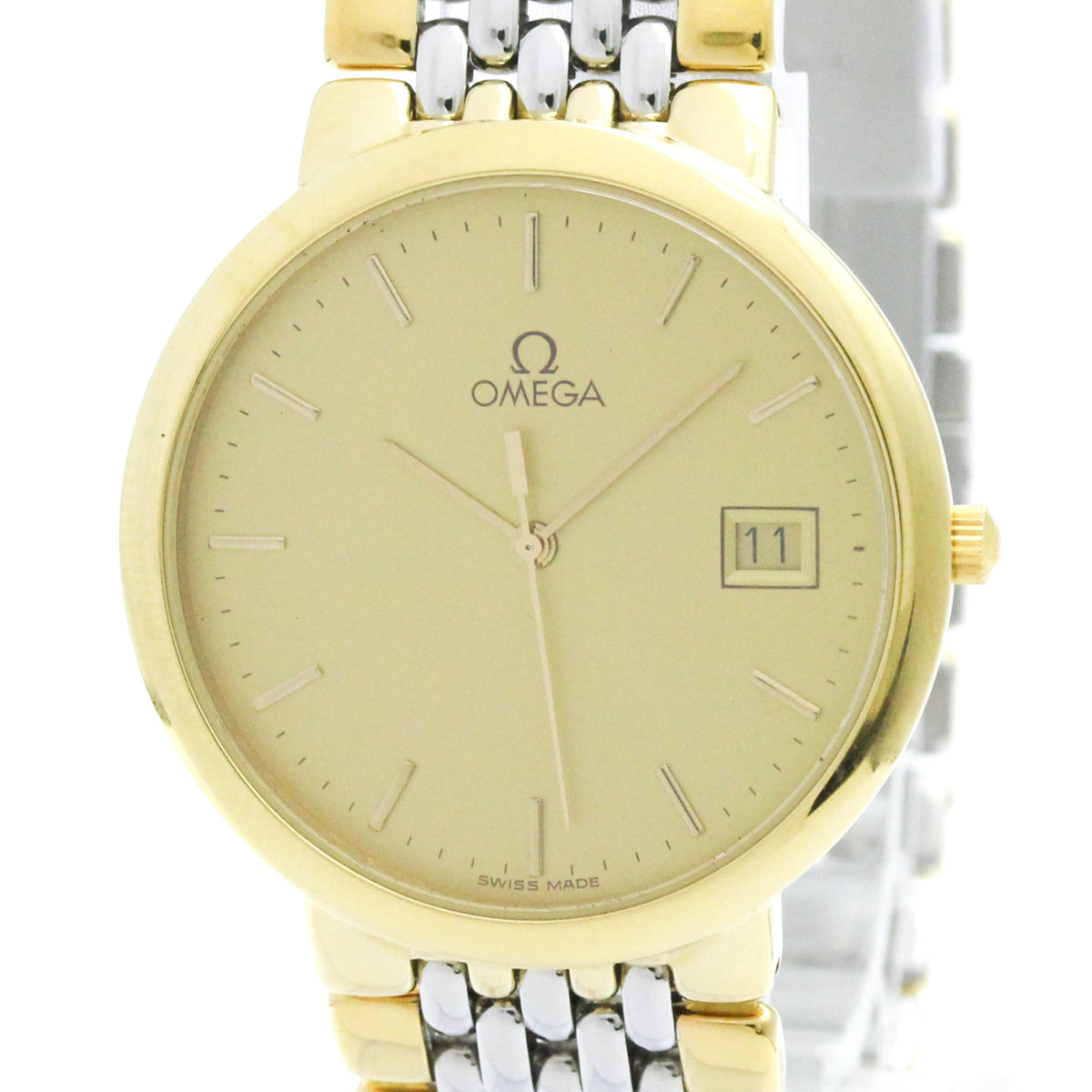 Omega De Ville Quartz Stainless Steel And Gold Plated Watch (Pre-Owned)