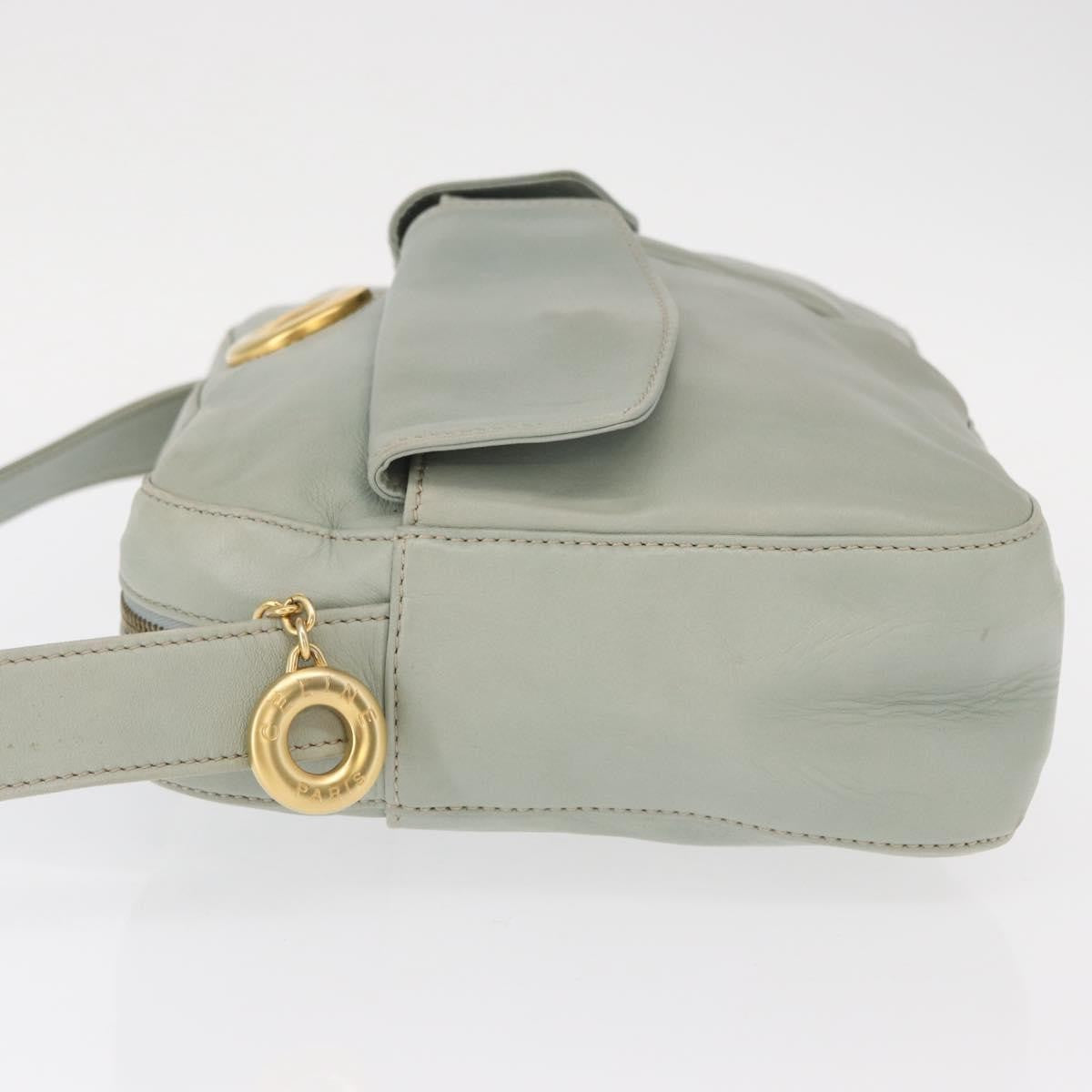 Celine Circle Logo Leather Green Leather Shoulder Bag Bag (Pre-Owned)