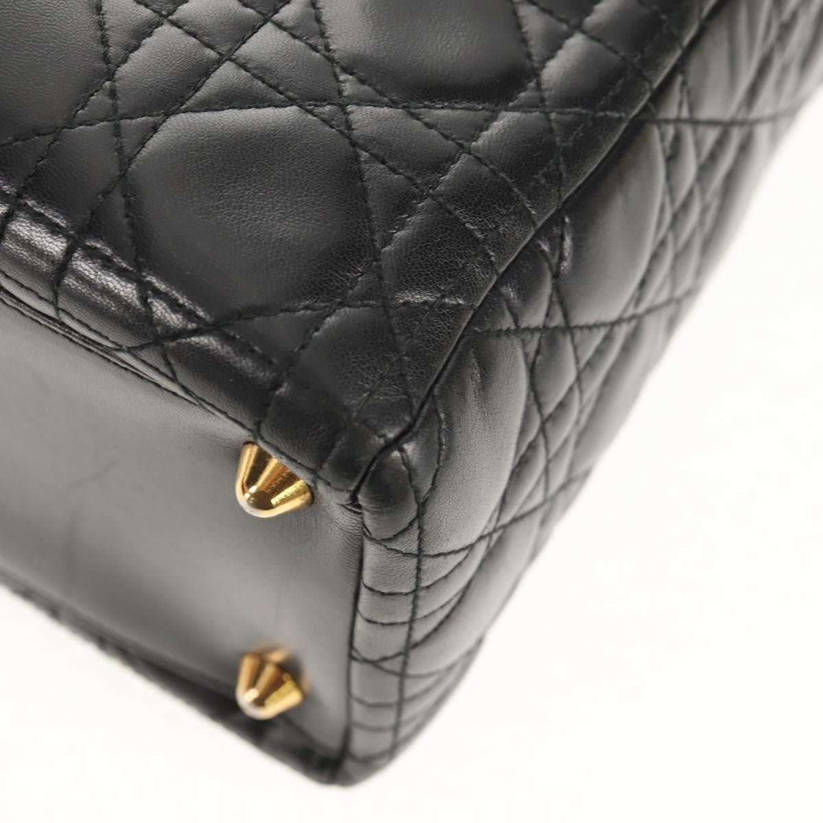 Christian Dior Lady Dior Leather Black Leather Handbag (Pre-Owned)