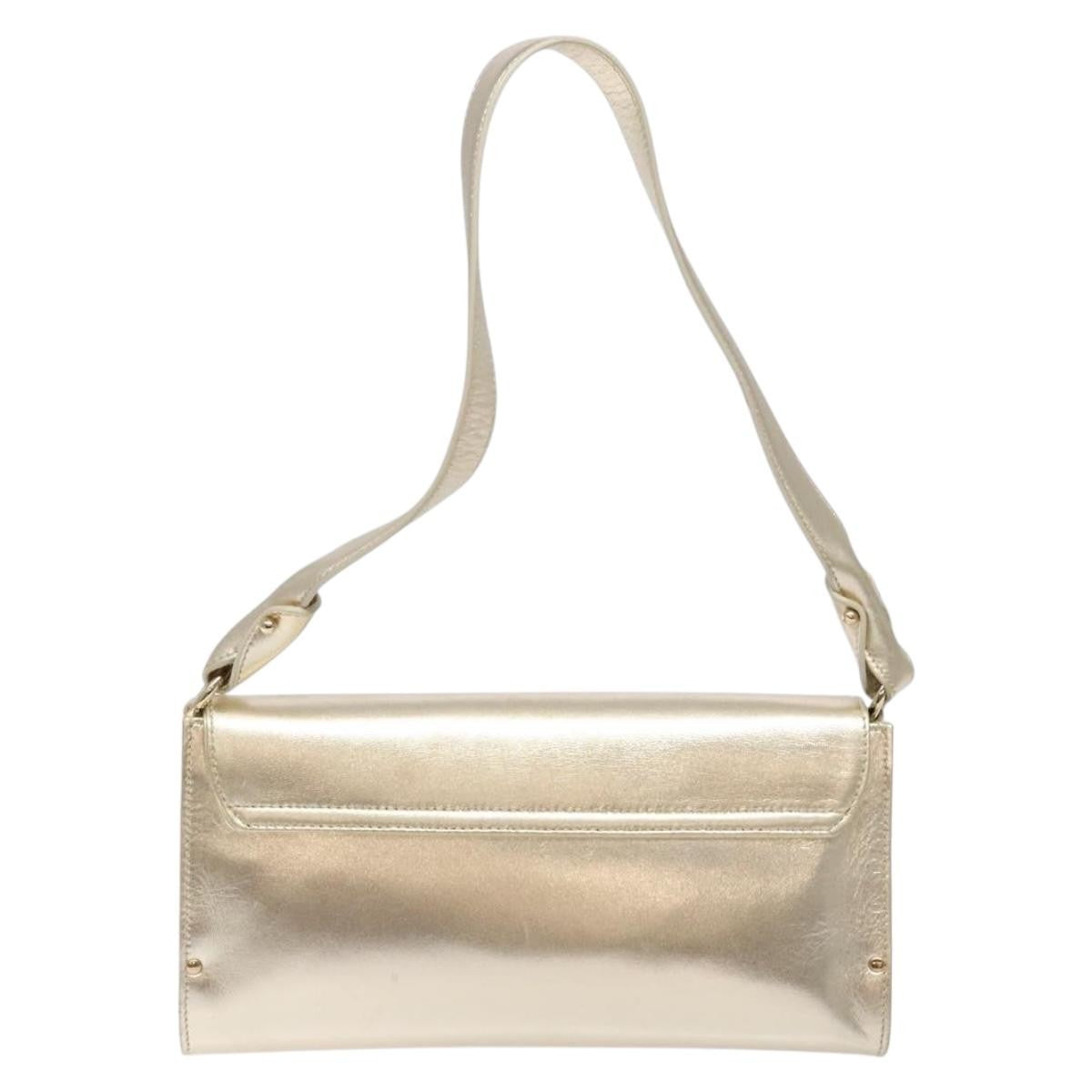 Salvatore Ferragamo Gancini Leather Gold Leather Shoulder Bag Bag (Pre-Owned)