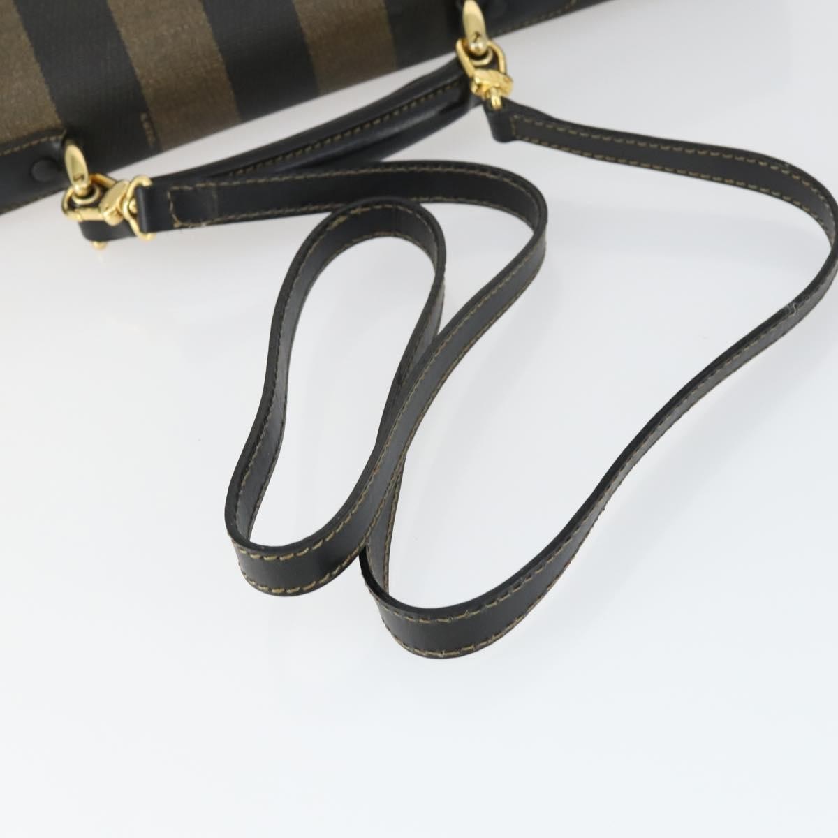 Fendi Vintage Pequin Coated Canvas Brown Canvas Briefcase Bag (Pre-Owned)