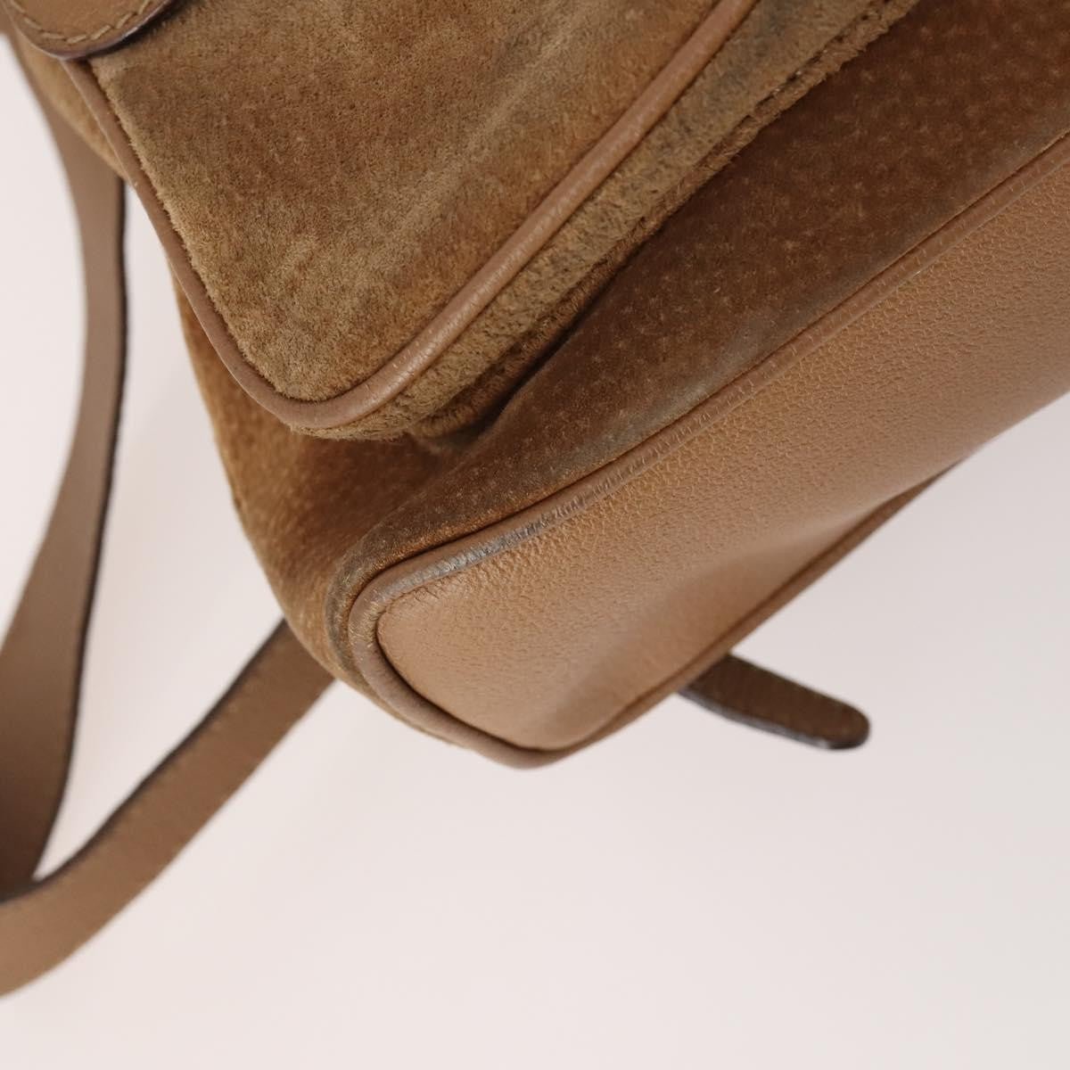 Gucci Vintage Bamboo Suede And Leather Brown Suede Backpack Bag (Pre-Owned)