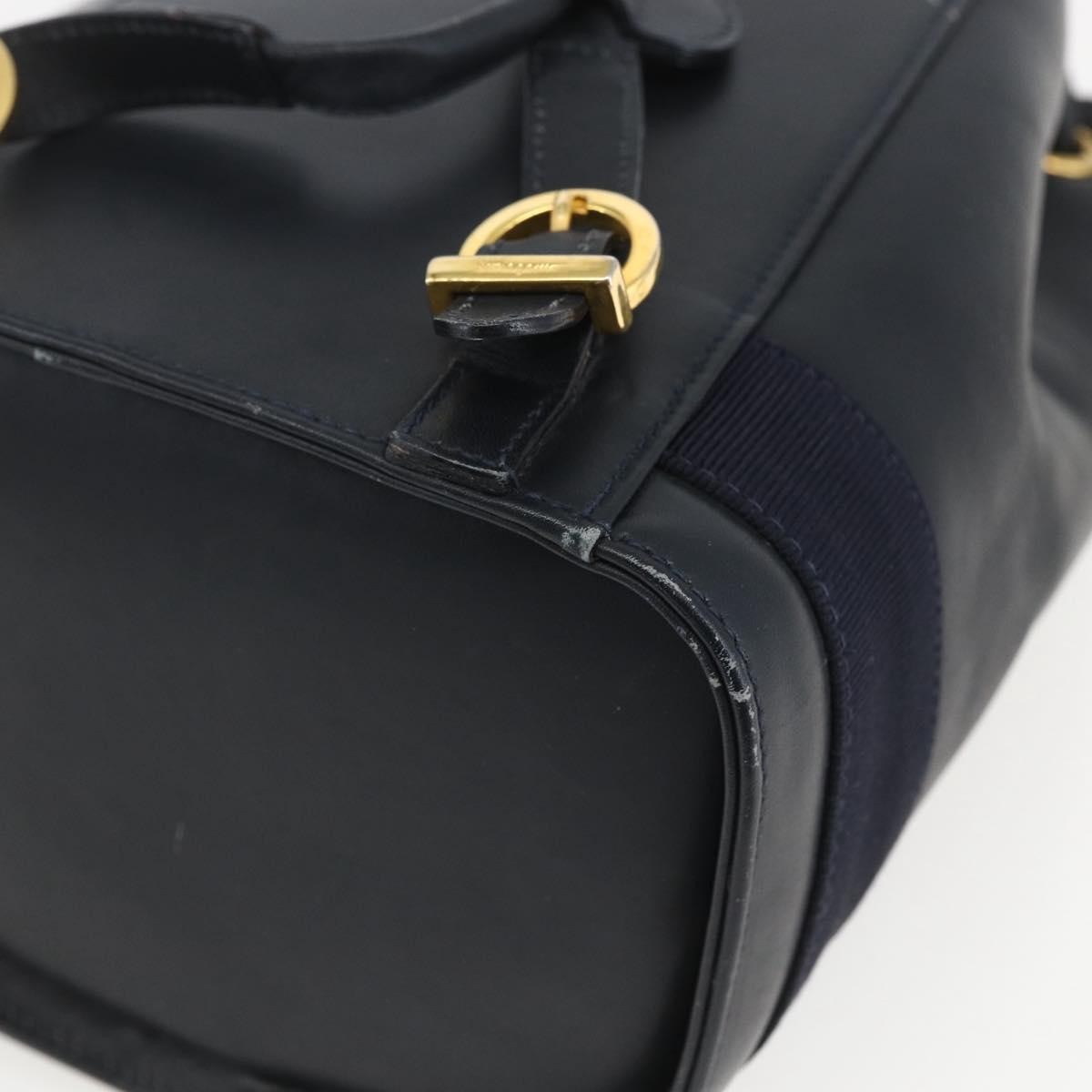 Salvatore Ferragamo Vala Leather Navy Leather Backpack Bag (Pre-Owned)