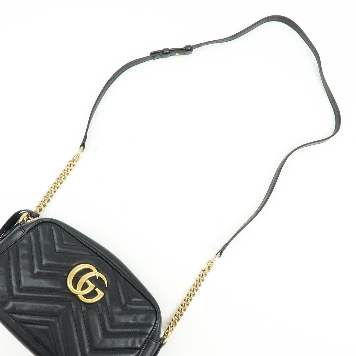 Gucci Gg Marmont Matelasse Leather Black Leather Shoulder Bag Bag (Pre-Owned)