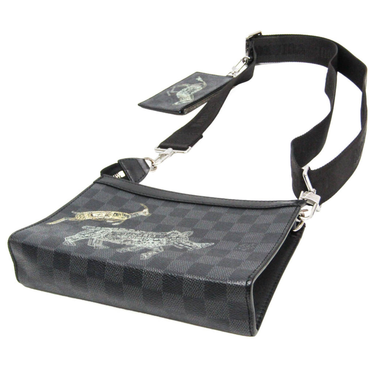 Louis Vuitton Gaston Wearable Limited Edition Wild Animals Damier Graphite Black Canvas Crossbody Bag Bag (Pre-Owned)