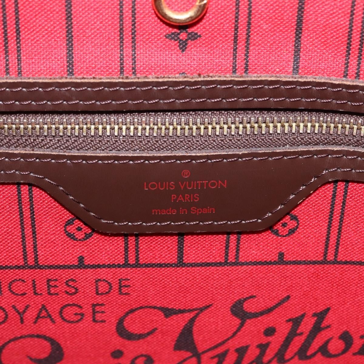 Louis Vuitton Neverfull Damier Ebene Brown Canvas Tote Bag Bag (Pre-Owned)