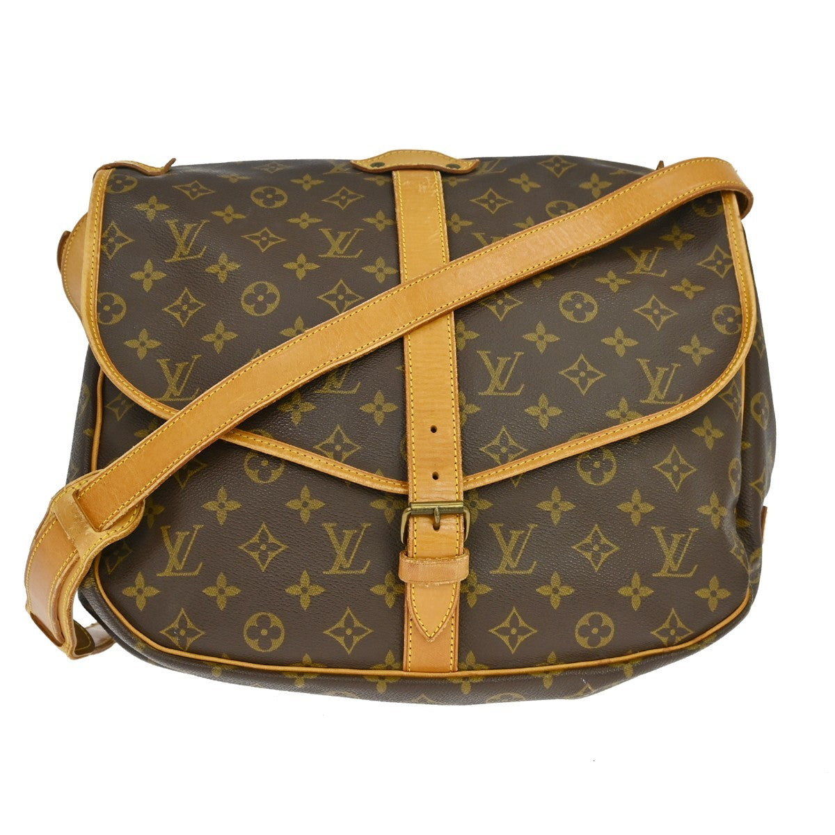 Louis Vuitton Saumur Monogram Canvas Brown Canvas Shoulder Bag Bag (Pre-Owned)