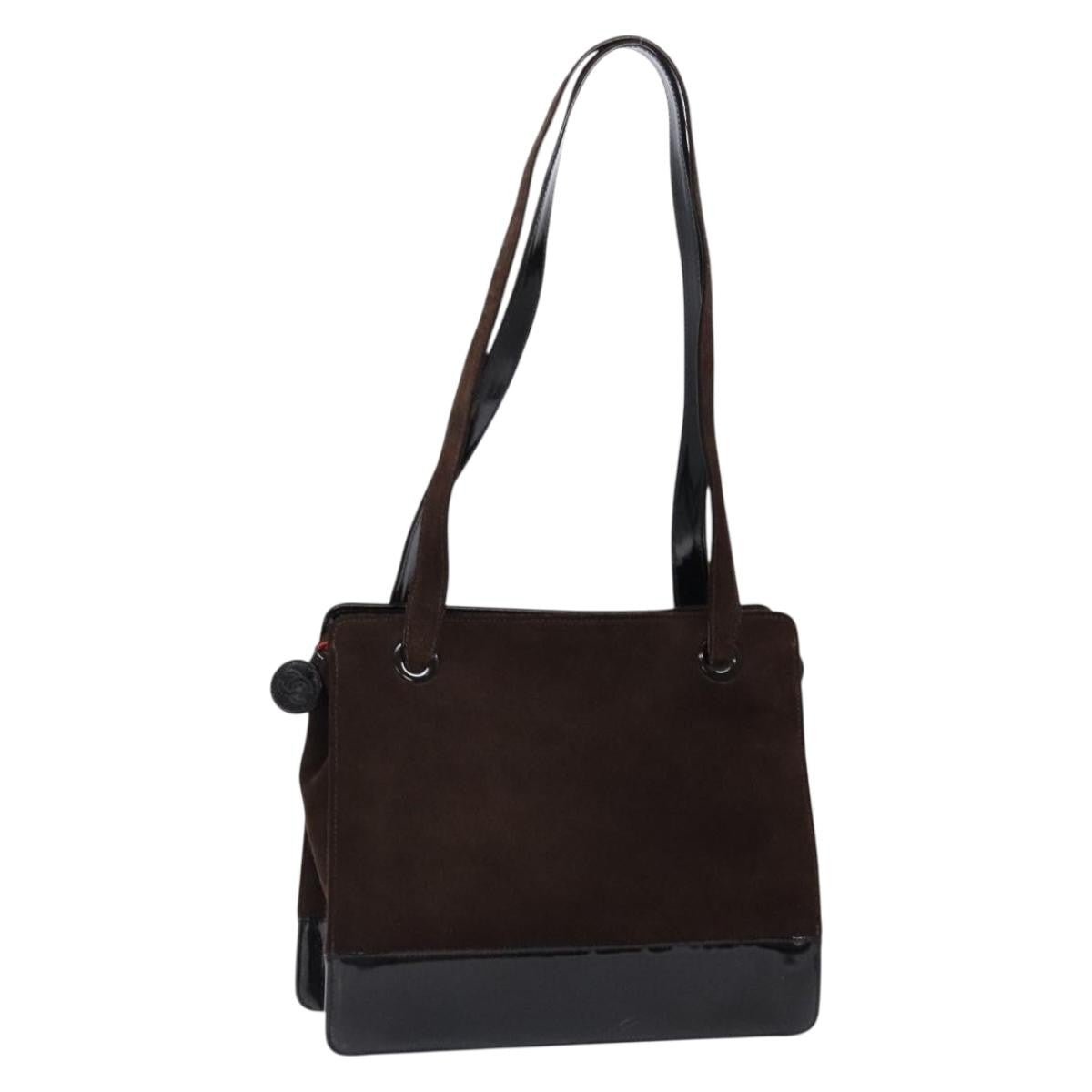 Chanel Vintage Logo Tote Suede Brown Suede Tote Bag Bag (Pre-Owned)