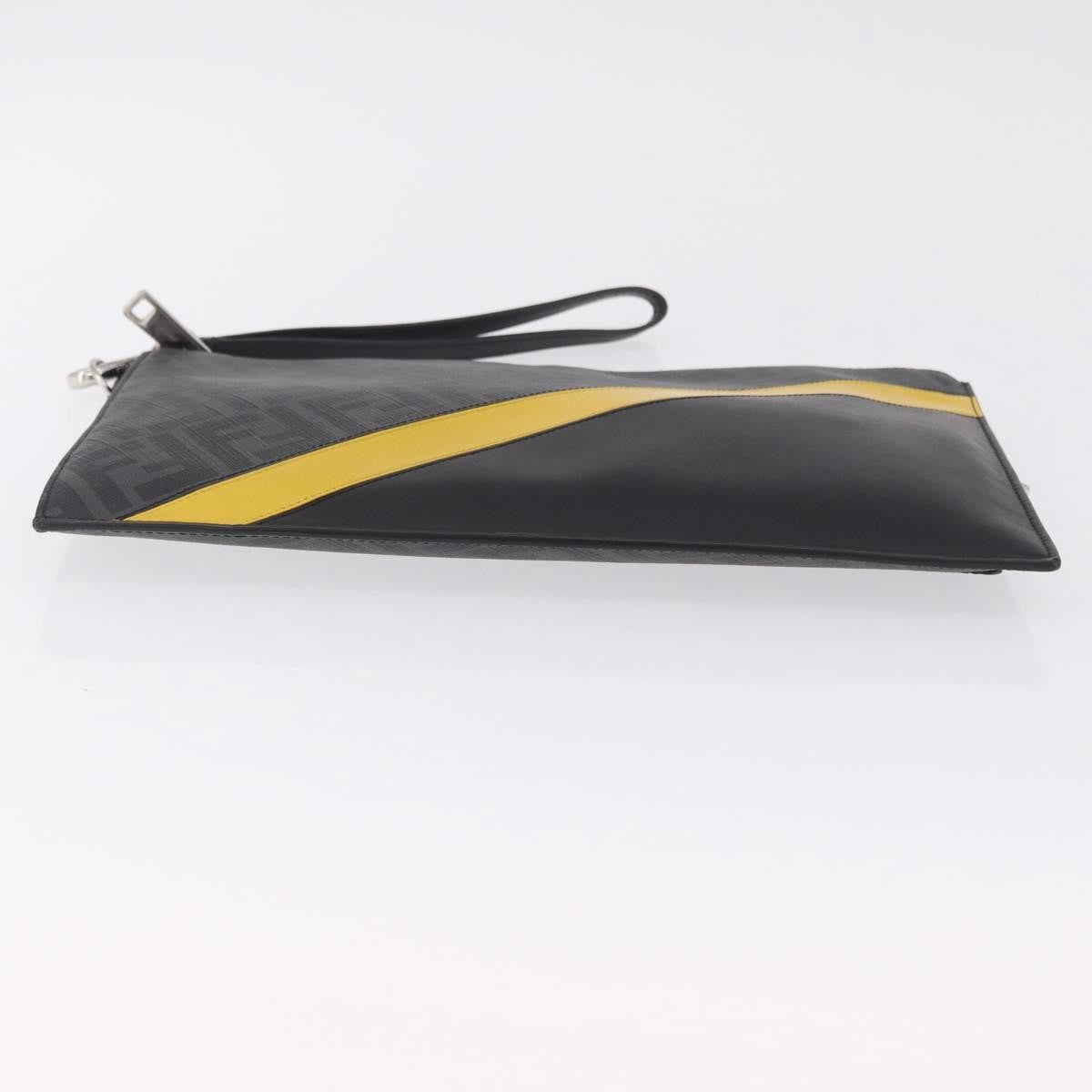 Fendi Zip Flat Wristlet Zucca Coated Canvas And Leather Black Canvas Clutche & Pouche Bag (Pre-Owned)