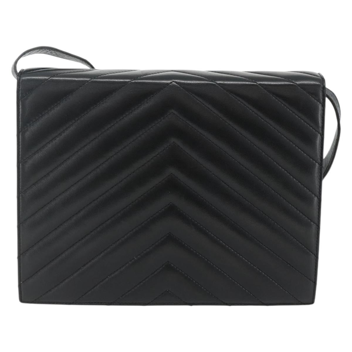 Saint Laurent Loulou Nm Matelasse Chevron Leather Black Leather Shoulder Bag Bag (Pre-Owned)
